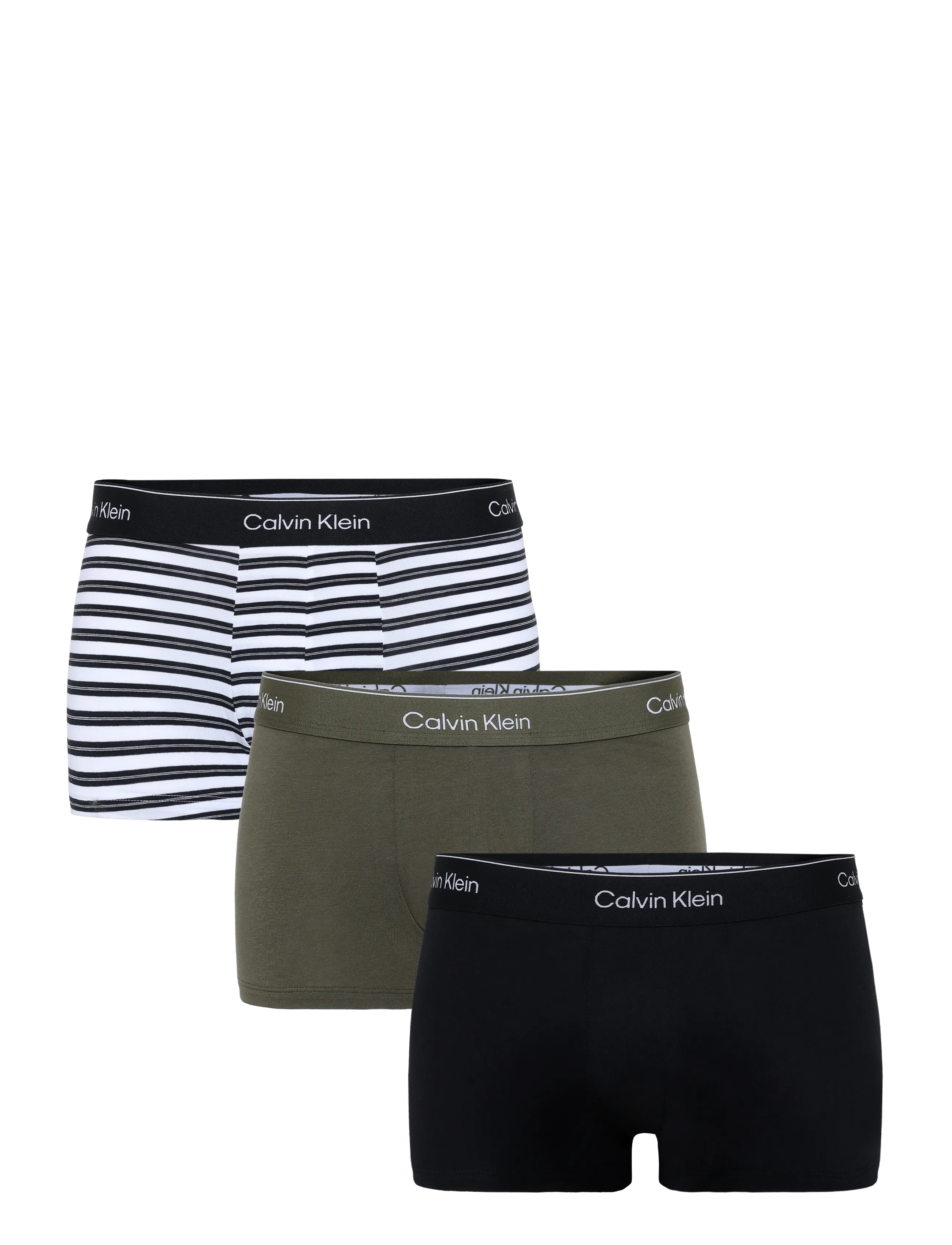 Calvin Klein LOW RISE TRUNK 3PK - Boxerkalsonger - BLACK TRIPLE STRIPE BLACK OLIVE NIG / black