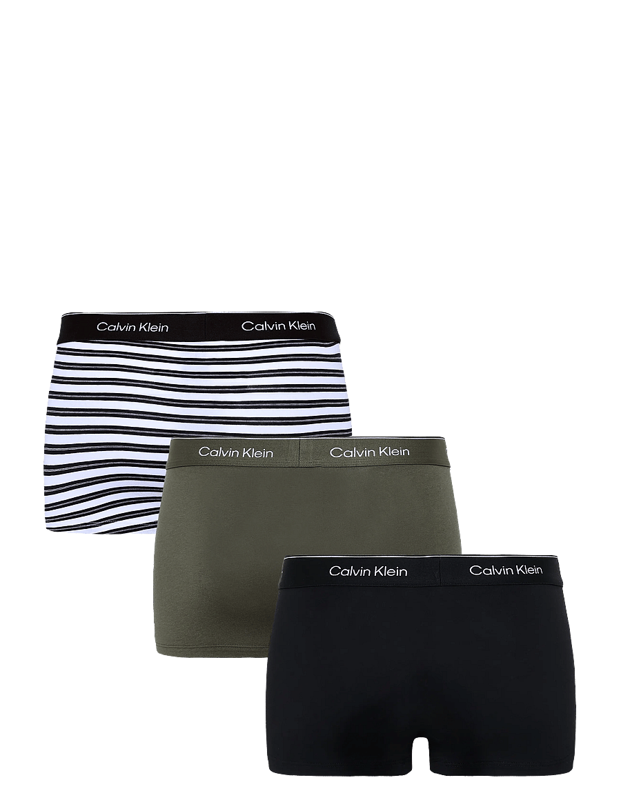Calvin Klein - LOW RISE TRUNK 3PK - unterhosen im multipack - black triple stripe black olive nig - 2