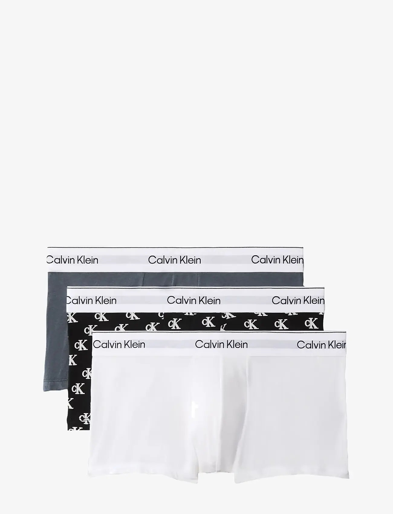 Calvin Klein LOW RISE TRUNK 3PK - Multipack Underbukser - WHITE COLLEGIATE LOGO BLACK TURBULE / white