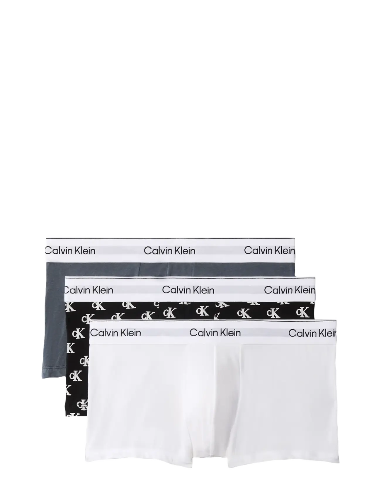 Calvin Klein LOW RISE TRUNK 3PK - Underbukser - WHITE COLLEGIATE LOGO BLACK TURBULE / white