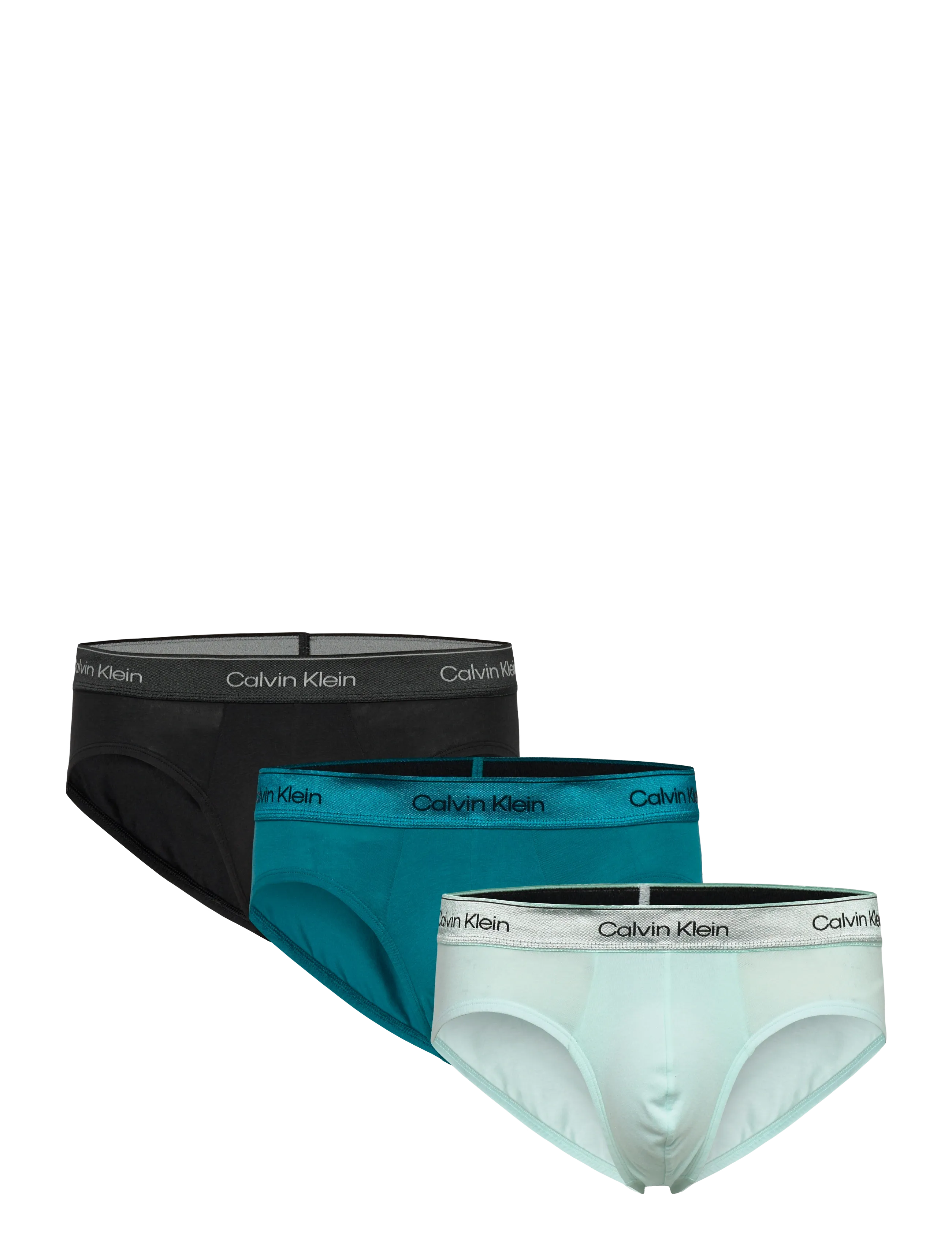 Calvin Klein HIP BRIEF 3PK - Underbukser - BLACK BRIGHT TURQUOISE GLACIER MIST / black