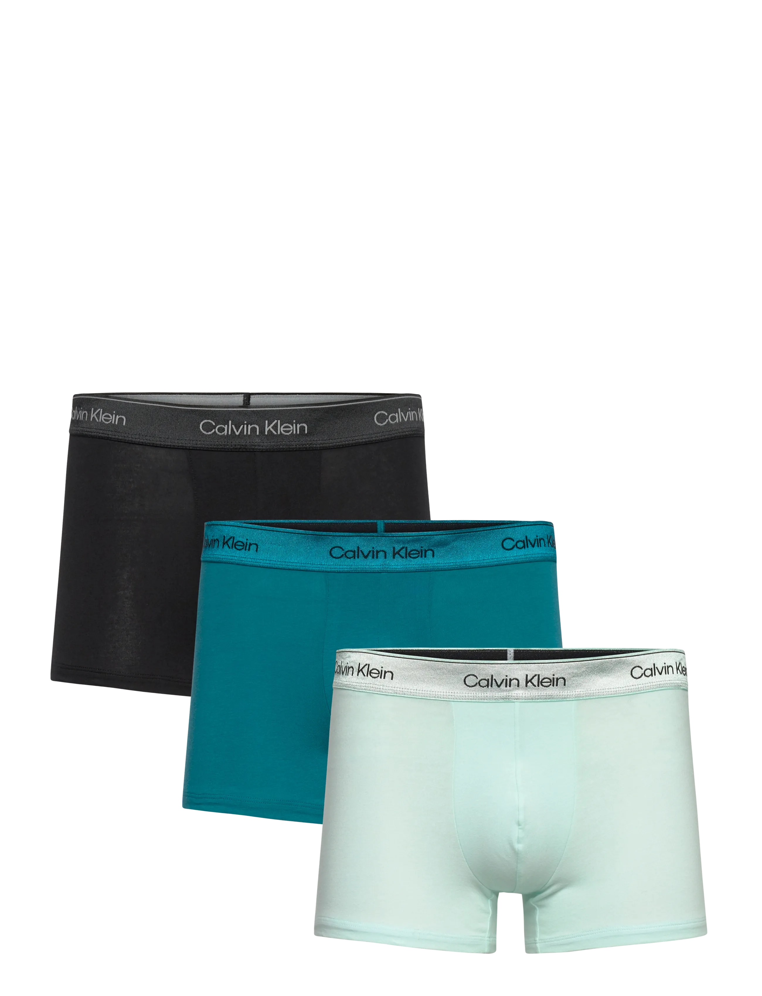 Calvin Klein TRUNK 3PK - Unterhosen - BLACK BRIGHT TURQUOISE GLACIER MIST / black