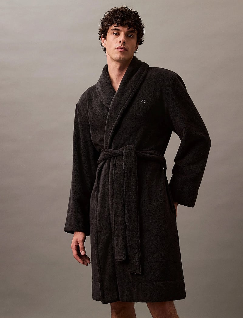 Calvin Klein - COMFORT FRENCH TERRY ROBE - robes - black - 0
