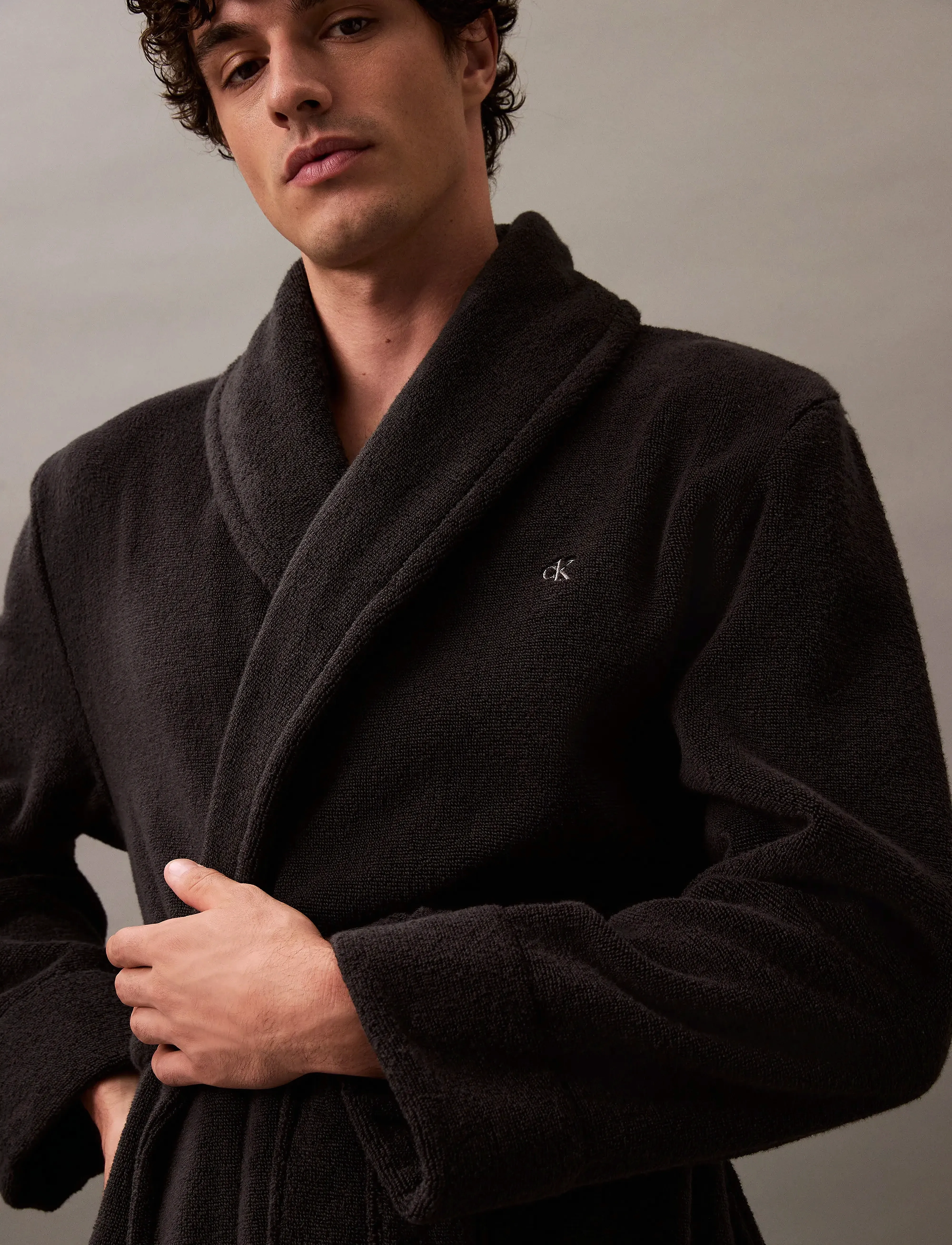 Calvin Klein - COMFORT FRENCH TERRY ROBE - black - 2