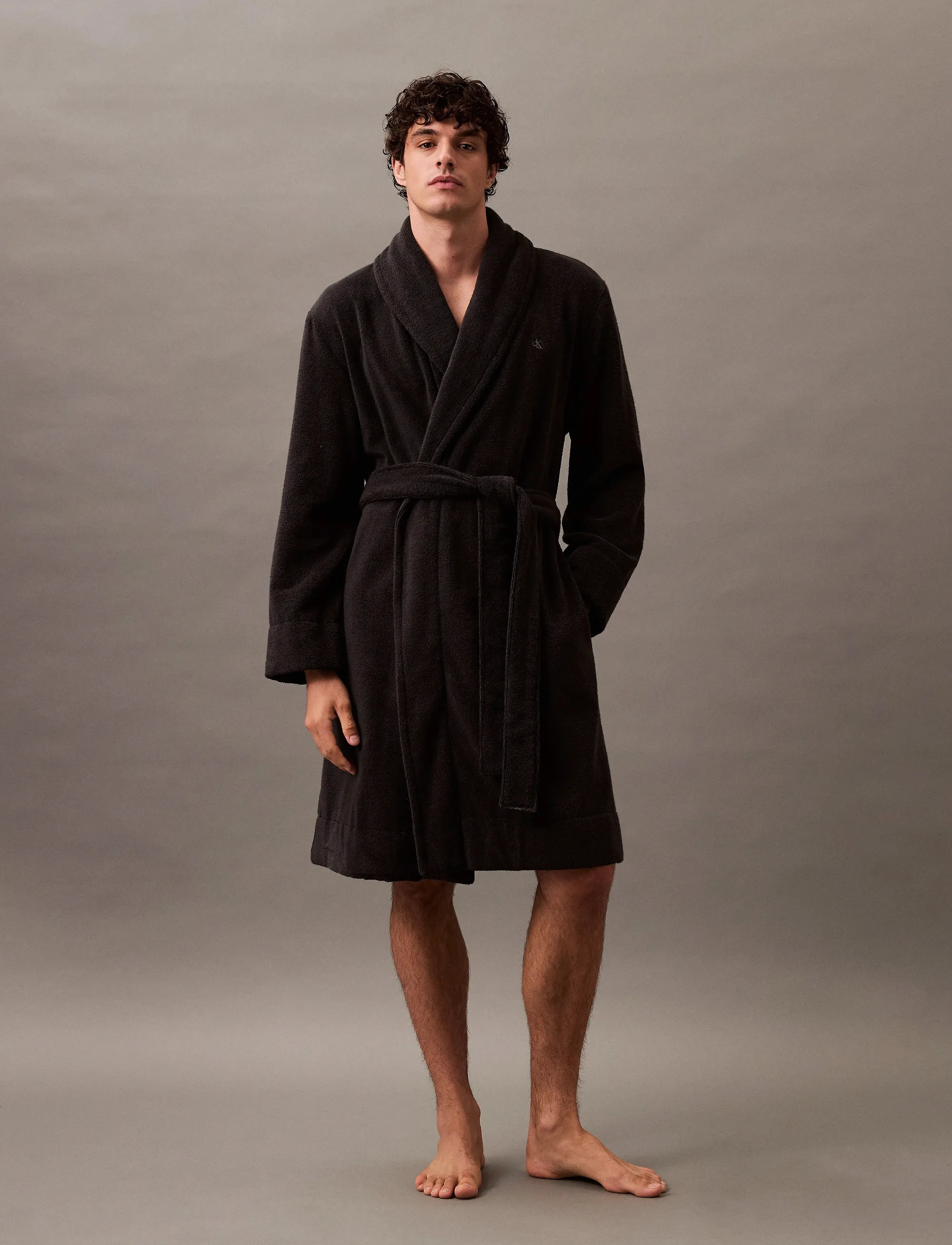 Calvin Klein - COMFORT FRENCH TERRY ROBE - black - 3