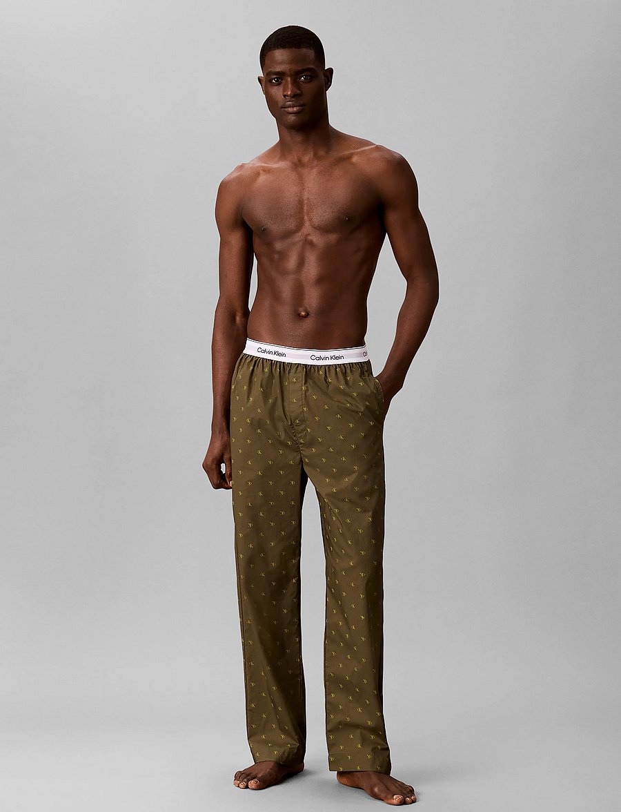 Calvin Klein - SLEEP PANT - náttbuxur - 17496 diamond logo olive night - 0