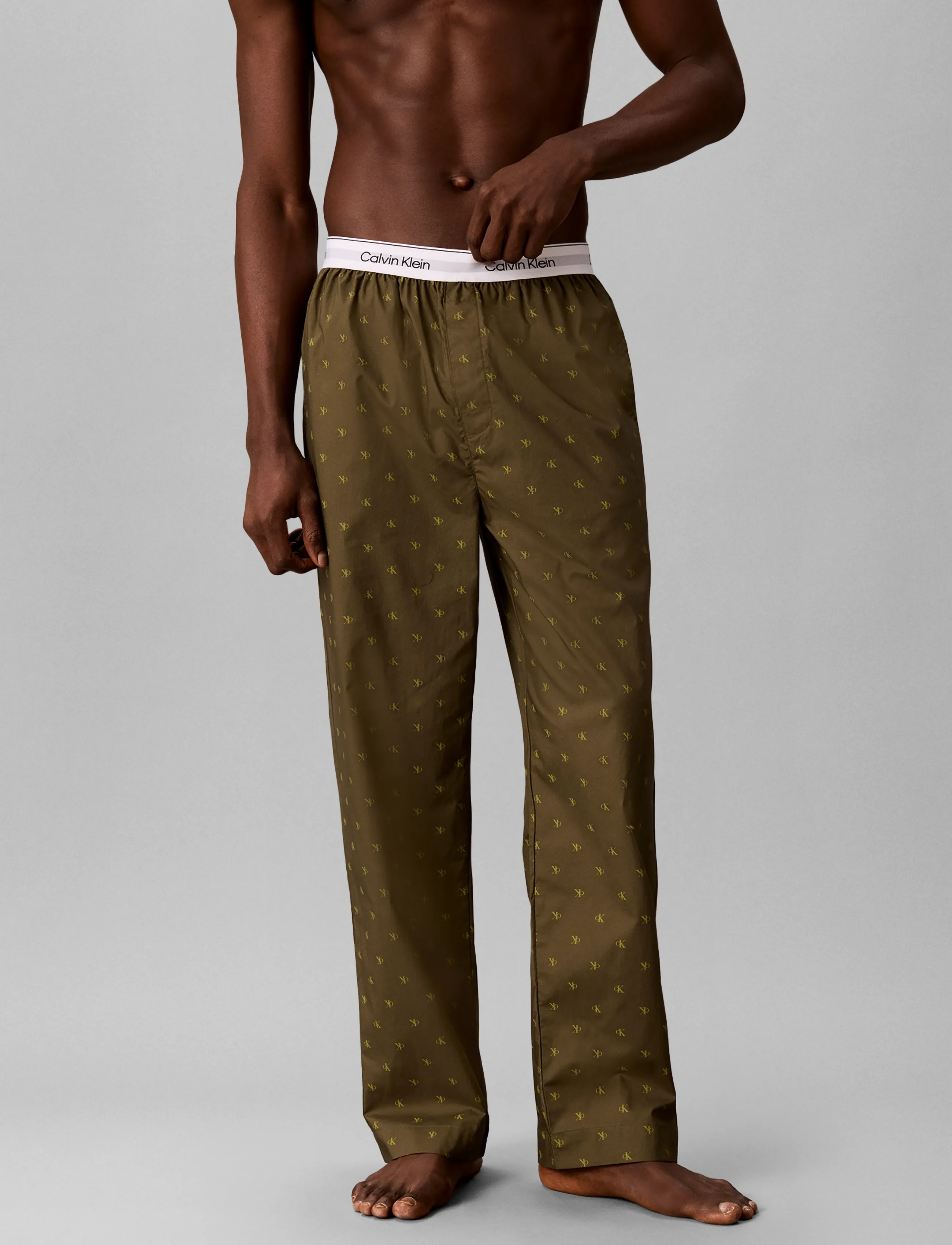 Calvin Klein - SLEEP PANT - pidžaamapüksid - 17496 diamond logo olive night - 3