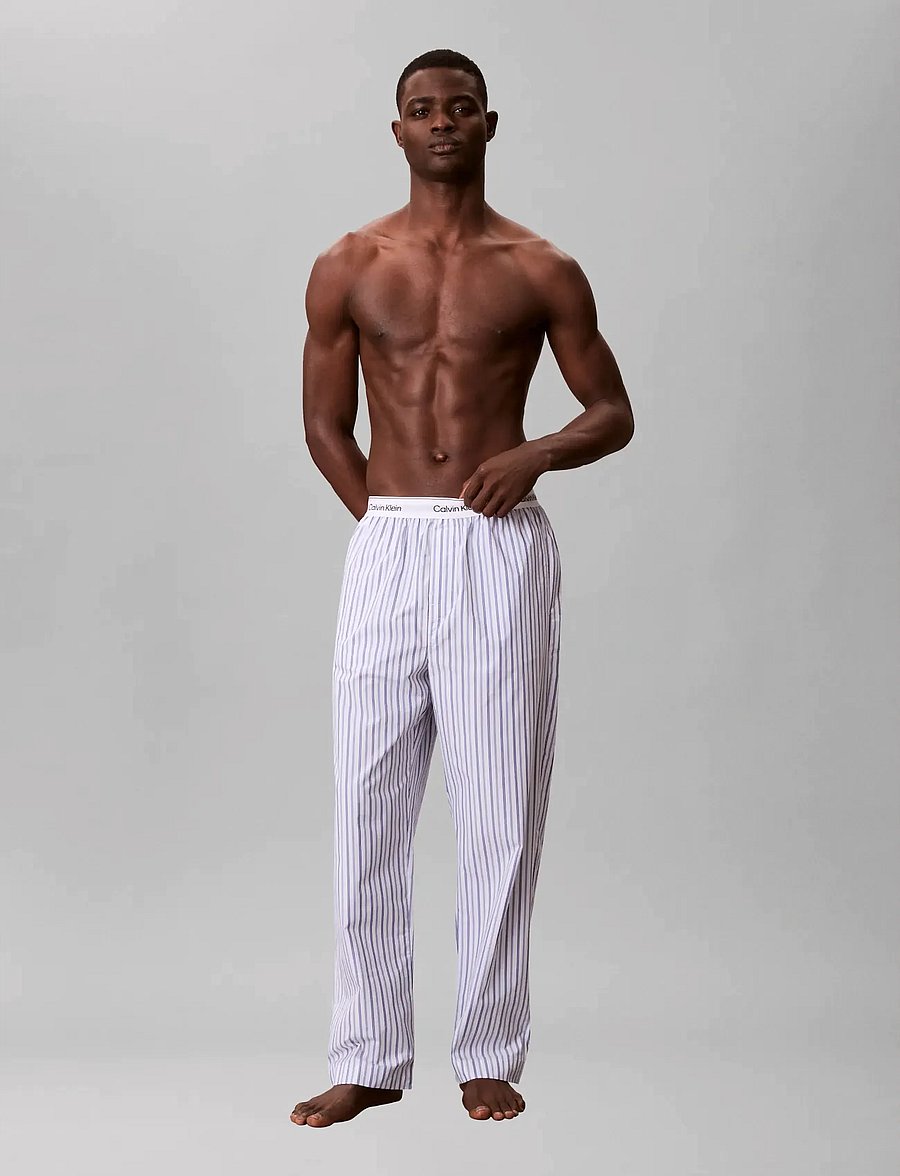 Calvin Klein - SLEEP PANT - pyjamasbyxor - aurora stripe blue river fog - 0