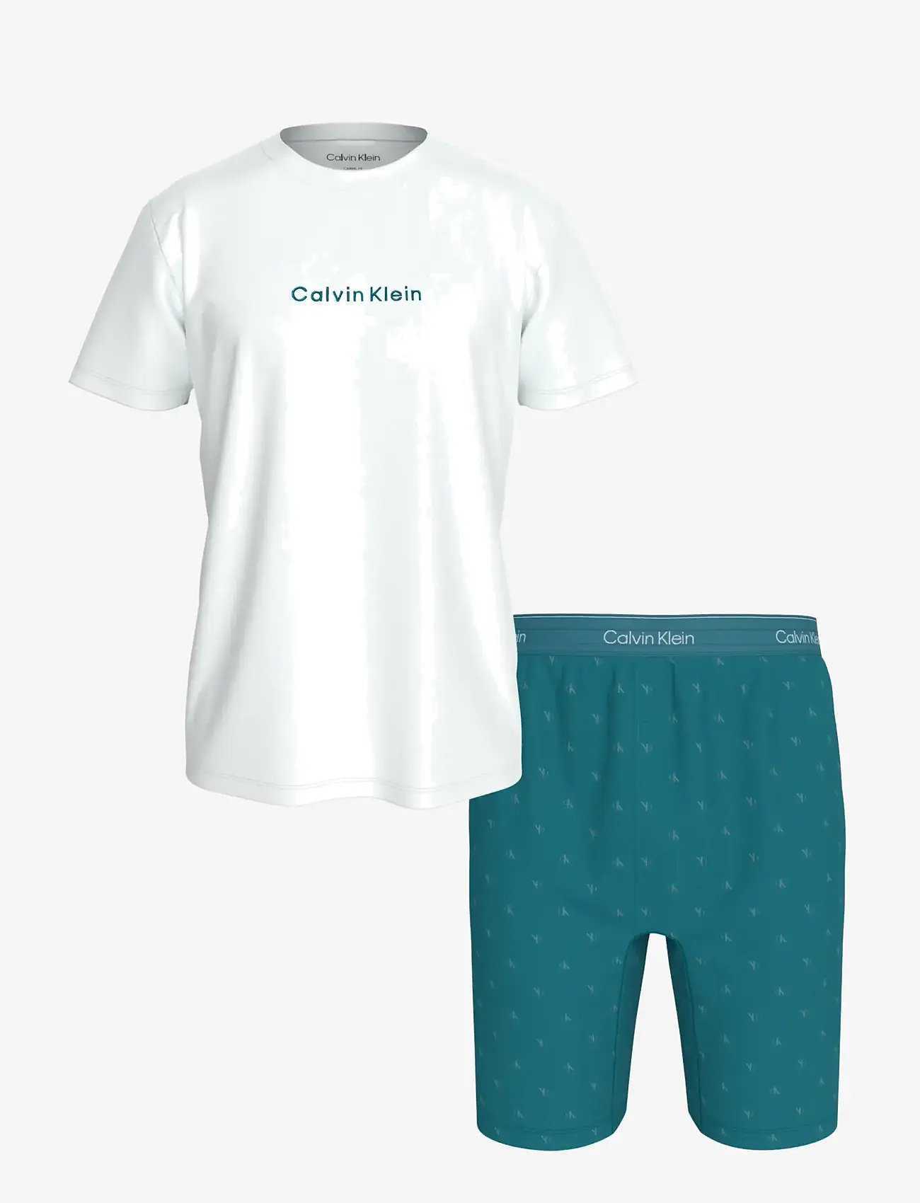 Calvin Klein - COTTON STRETCH S/S SHORT SET - nattøj sæt - classic white top   diamond logo br - 0