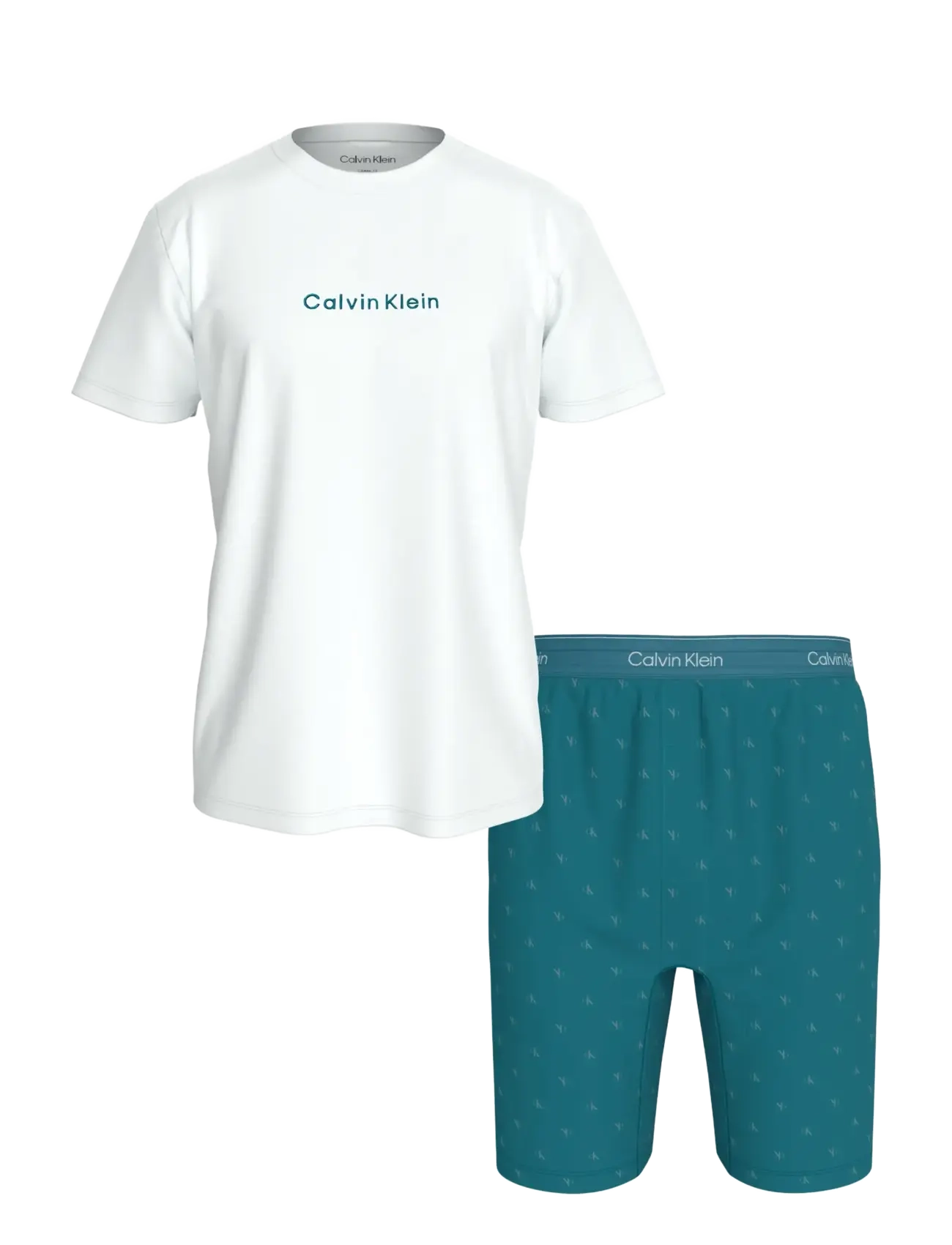 Calvin Klein COTTON STRETCH S/S SHORT SET - Underwear - CLASSIC WHITE TOP   DIAMOND LOGO BR / white