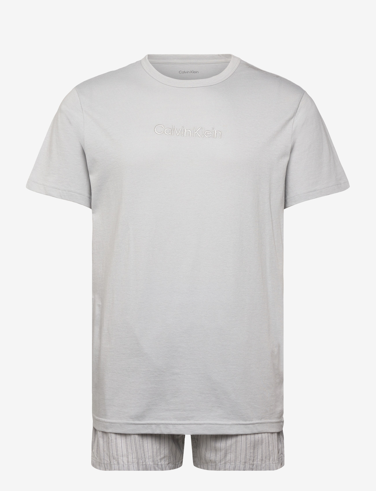 Calvin Klein - S/S CREW POPLIN BOXER SET - pyjamasset - harbor mist top w  trail stripe_har - 0