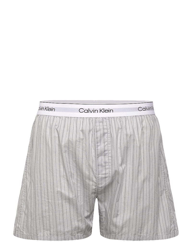 Calvin Klein - S/S CREW POPLIN BOXER SET - pyjamasset - harbor mist top w trail stripe_har - 2