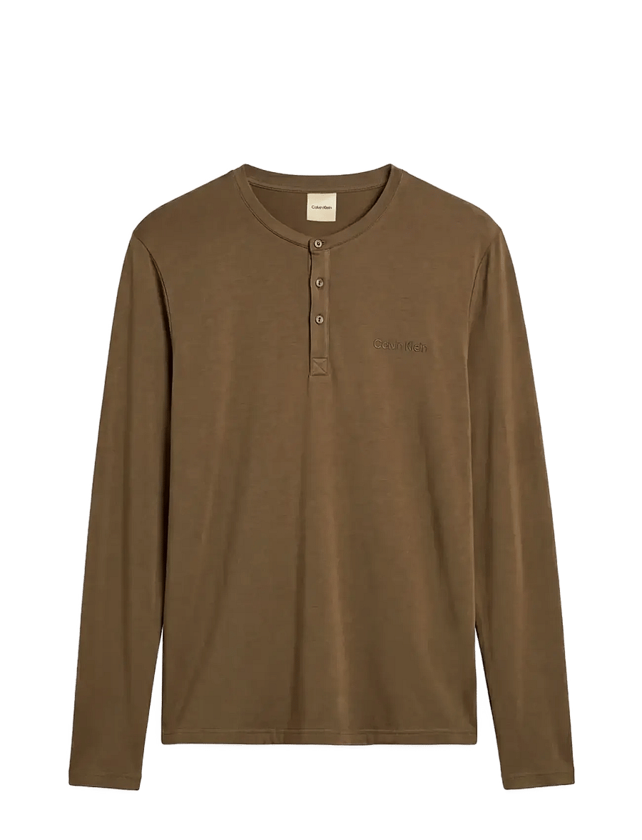 Calvin Klein - MODAL L/S HENLEY - pidžaamasärgid - olive night - 1