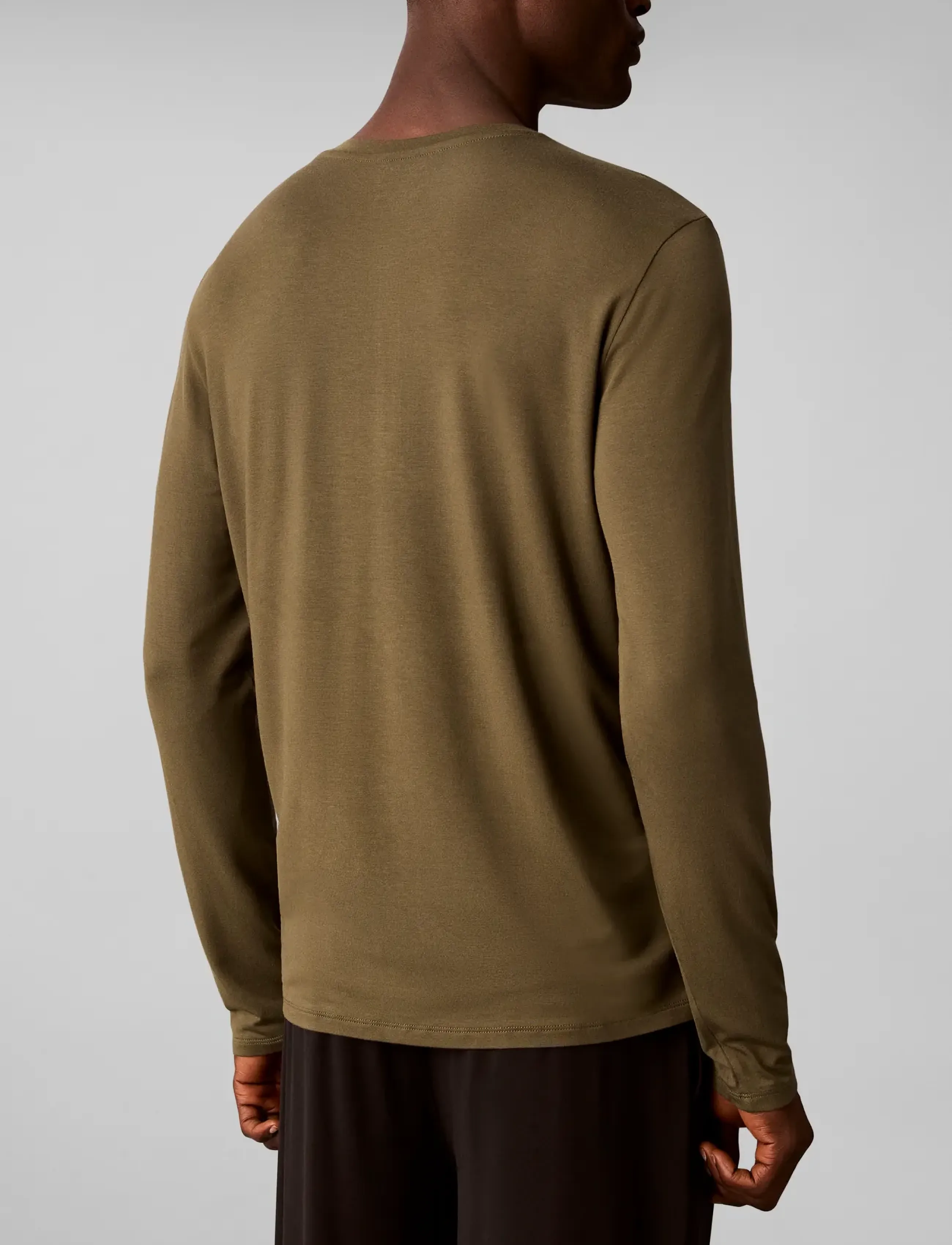 Calvin Klein - MODAL L/S HENLEY - premium-styles - olive night - 2