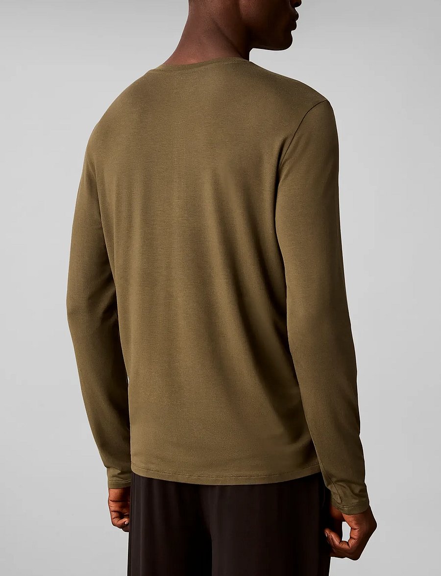 Calvin Klein - MODAL L/S HENLEY - pidžaamasärgid - olive night - 2