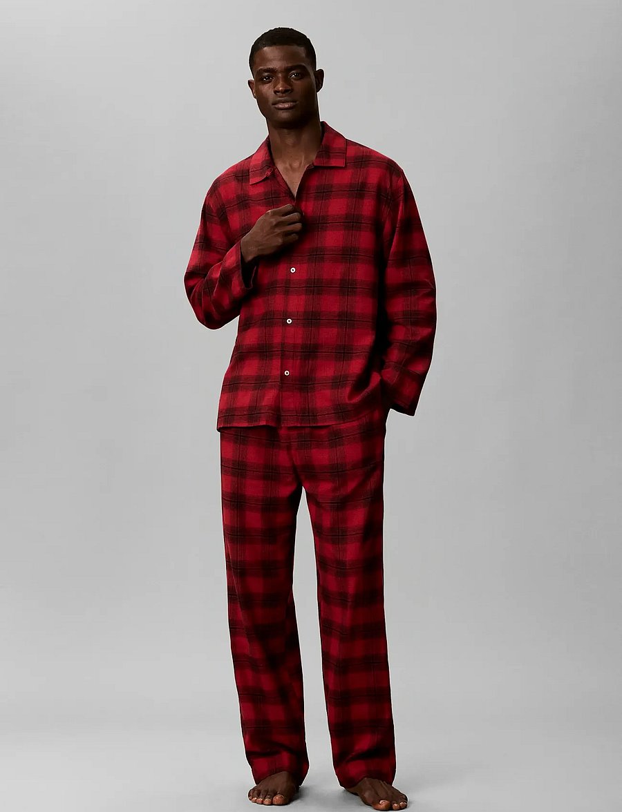Calvin Klein - L/S BUTTON DOWN - topy do piżam - 21634 domino plaid rio red - 0
