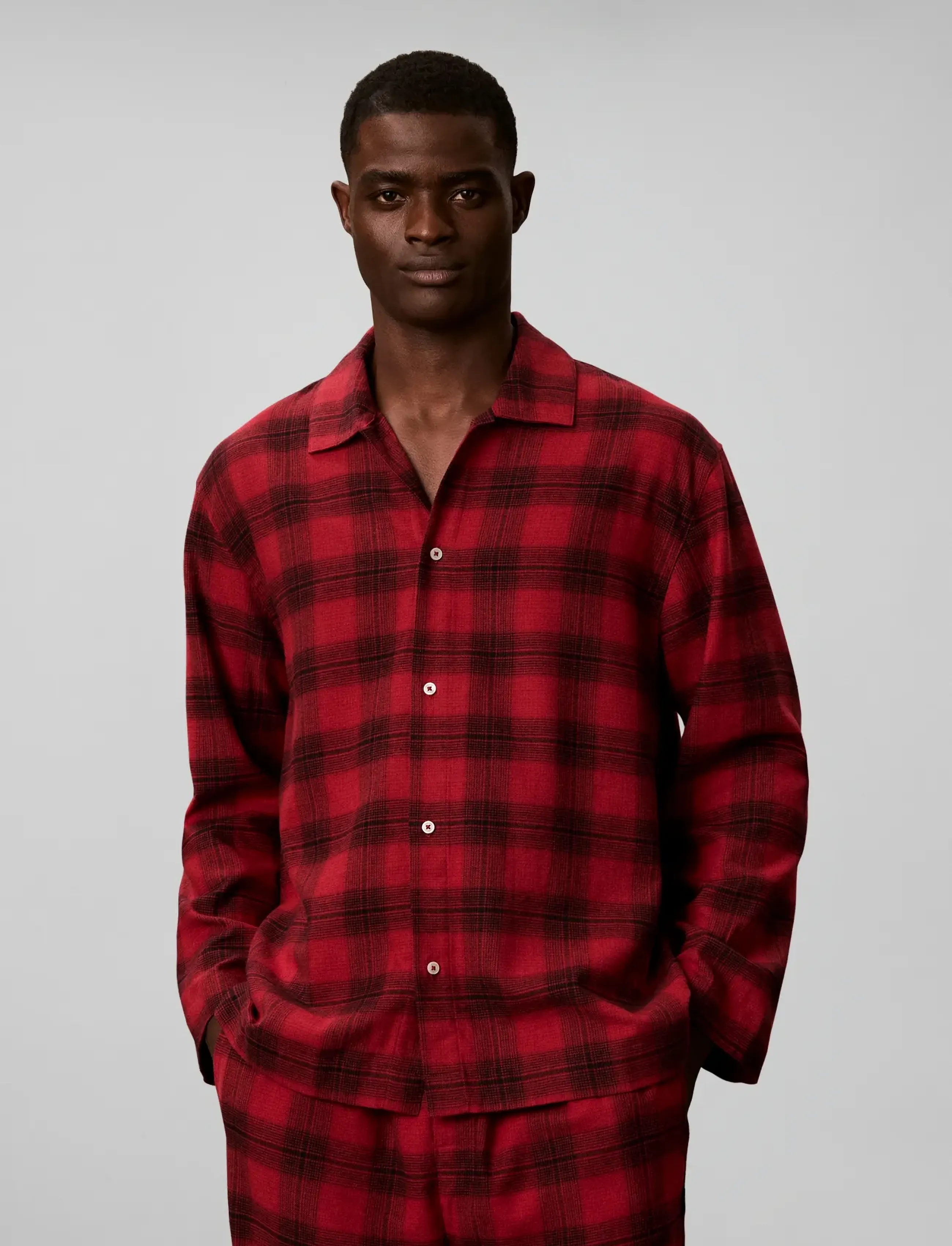 Calvin Klein - L/S BUTTON DOWN - 21634 domino plaid rio red - 3