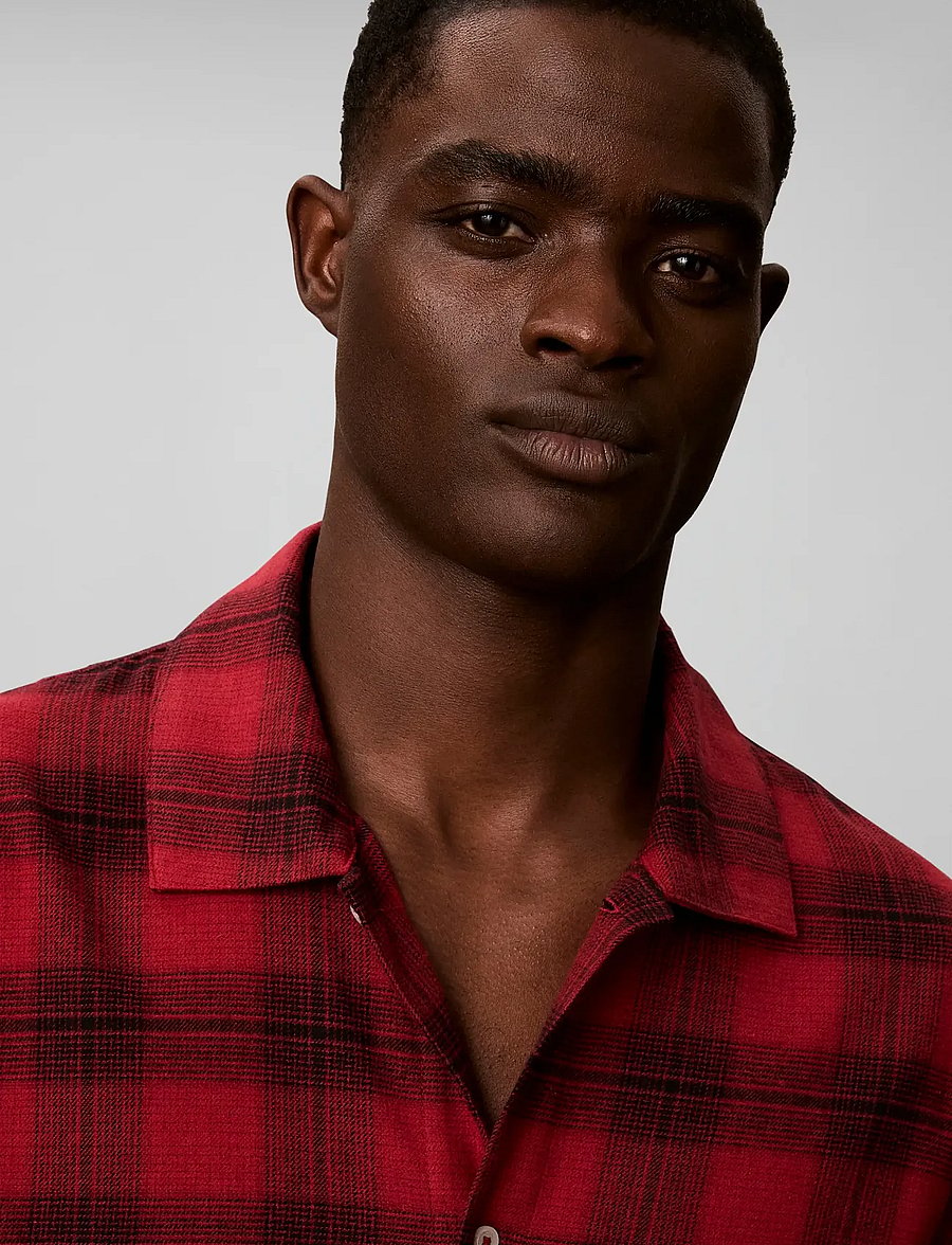 Calvin Klein - L/S BUTTON DOWN - topy do piżam - 21634 domino plaid rio red - 4
