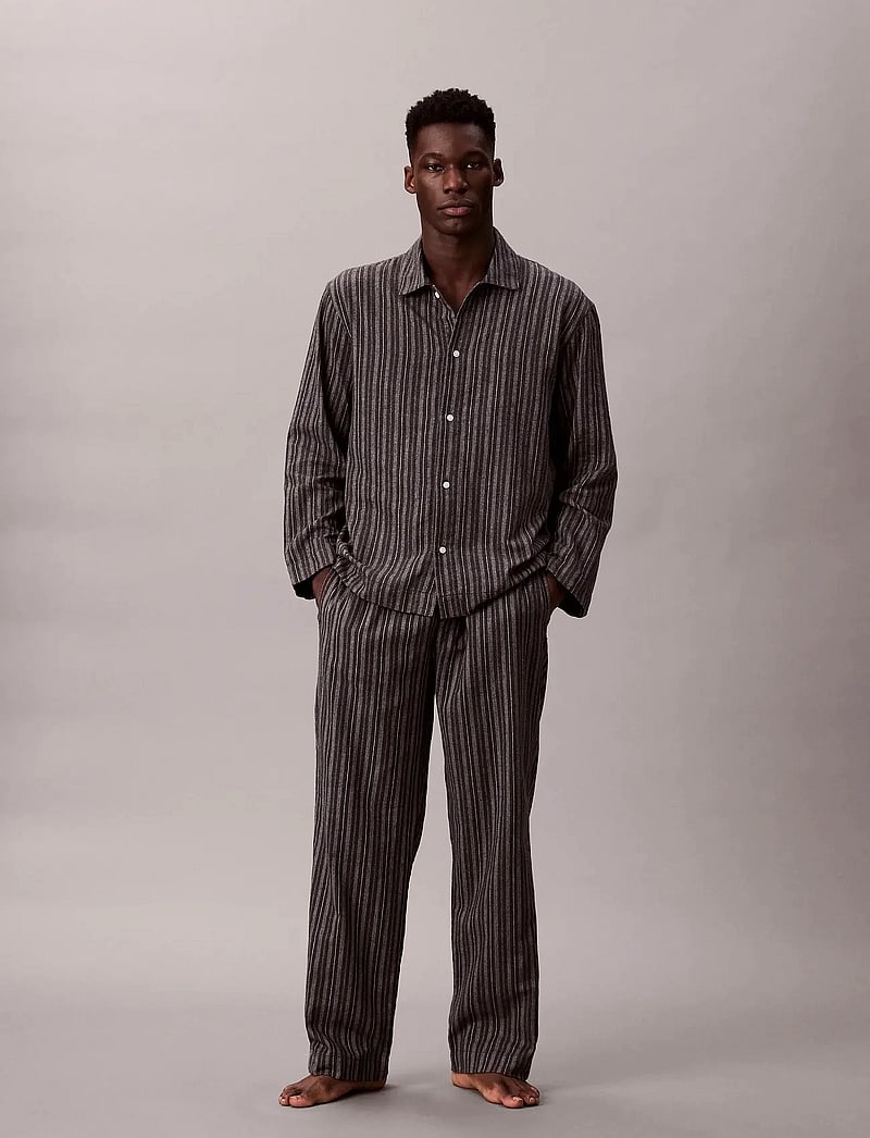 Calvin Klein - L/S BUTTON DOWN - pyjamaoberteil - 19518 racetrack stripe+smoked pearl - 0
