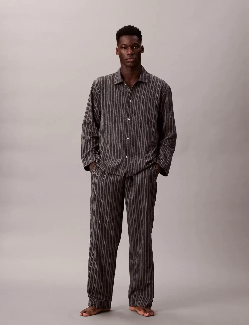 Calvin Klein - L/S BUTTON DOWN - nattrøjer - 19518 racetrack stripe+smoked pearl - 0