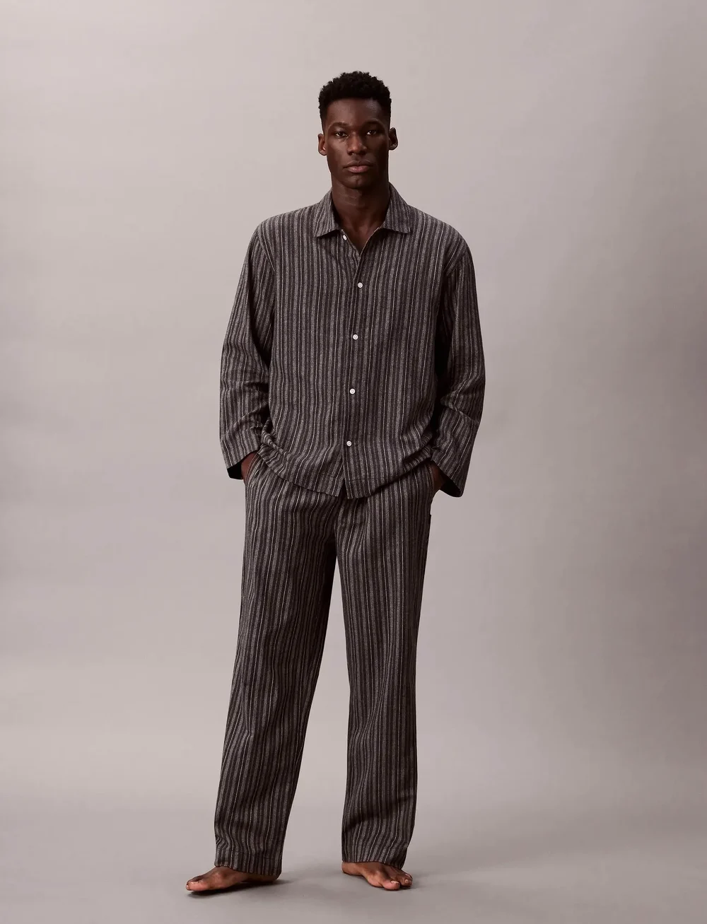 Calvin Klein - SLEEP PANT. - pyjamasbyxor - 19518 racetrack stripe+smoked pearl - 0
