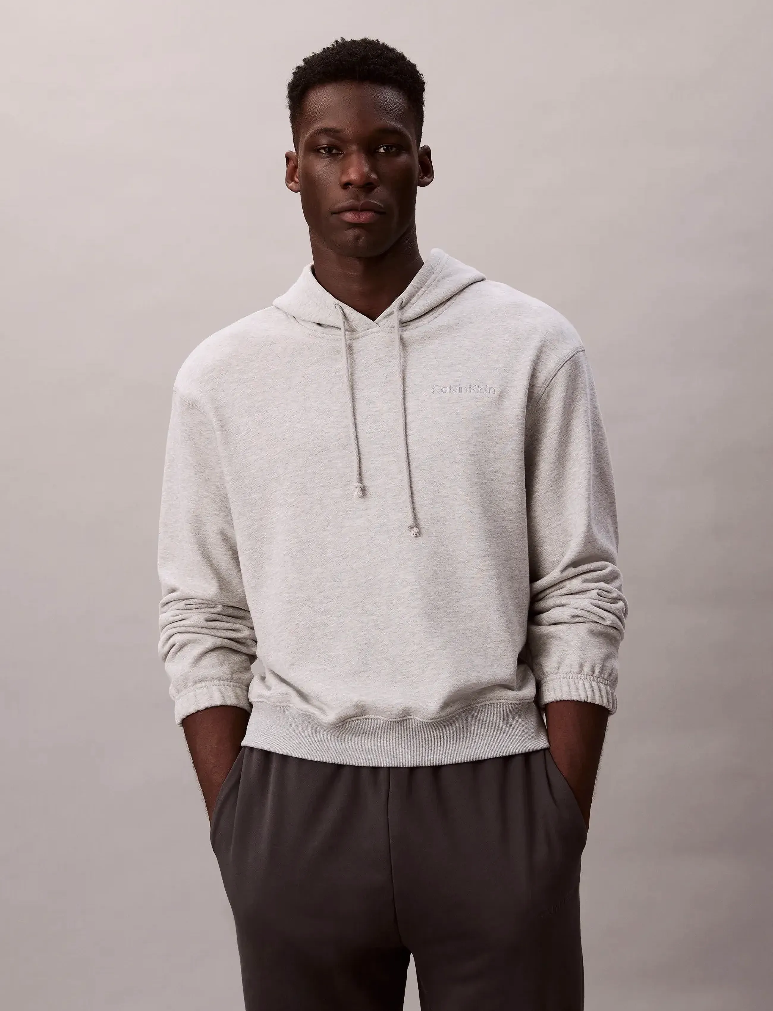 Calvin Klein L/S HOODIE - Sweatshirts - B10 GREY HEATHER / grey