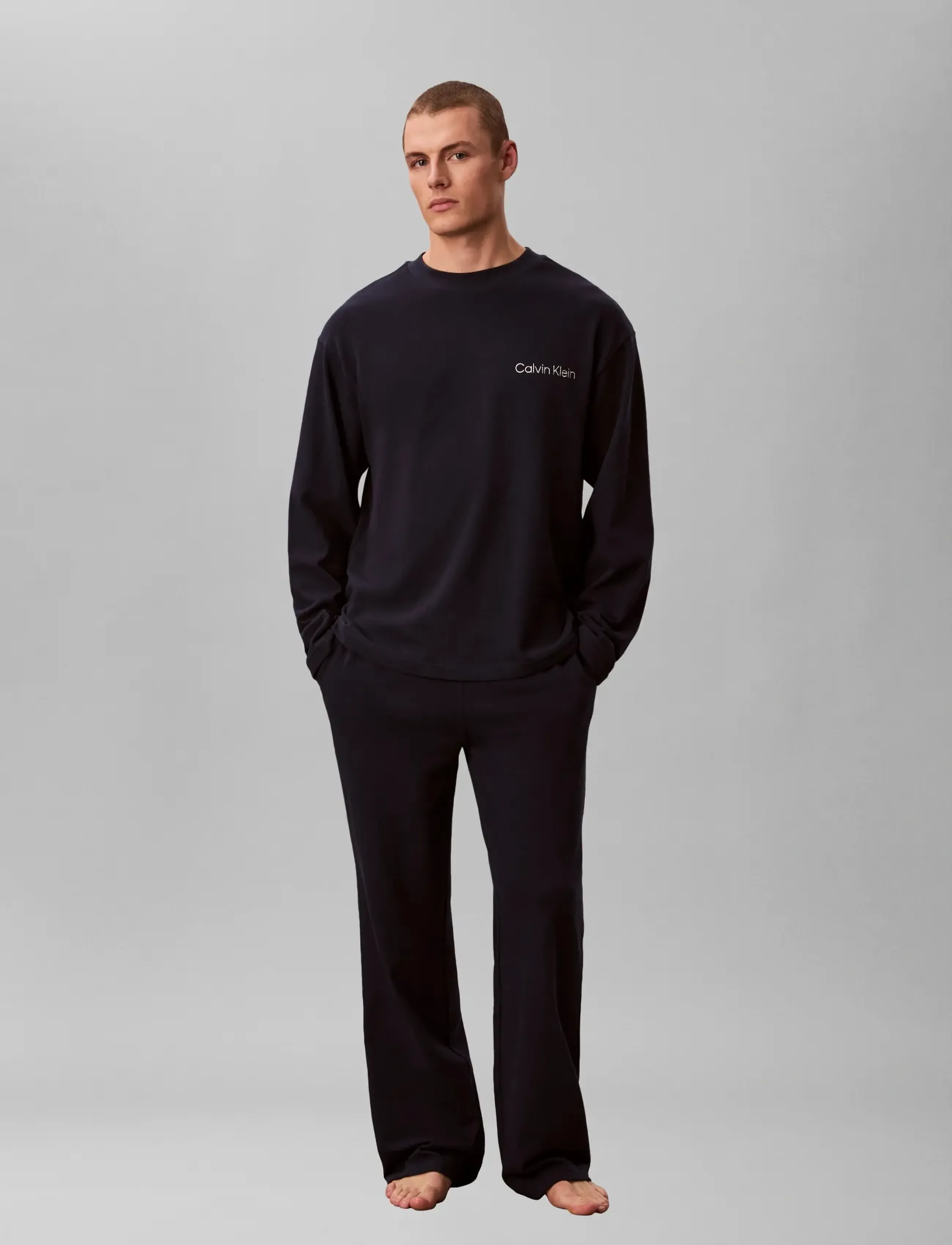 Calvin Klein Ls Tee Pant Set, XL, Night & Loungewear, Marineblau - Pyjamas (set), Männerswear