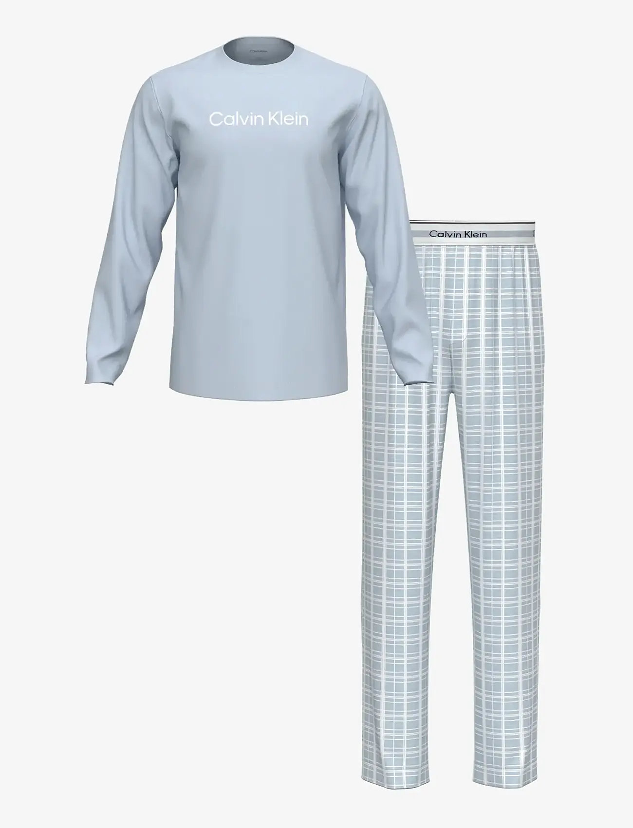 Calvin Klein - LS TEE PANT SET - nattøj sæt - ballad blue top   silo plaid ballad - 1