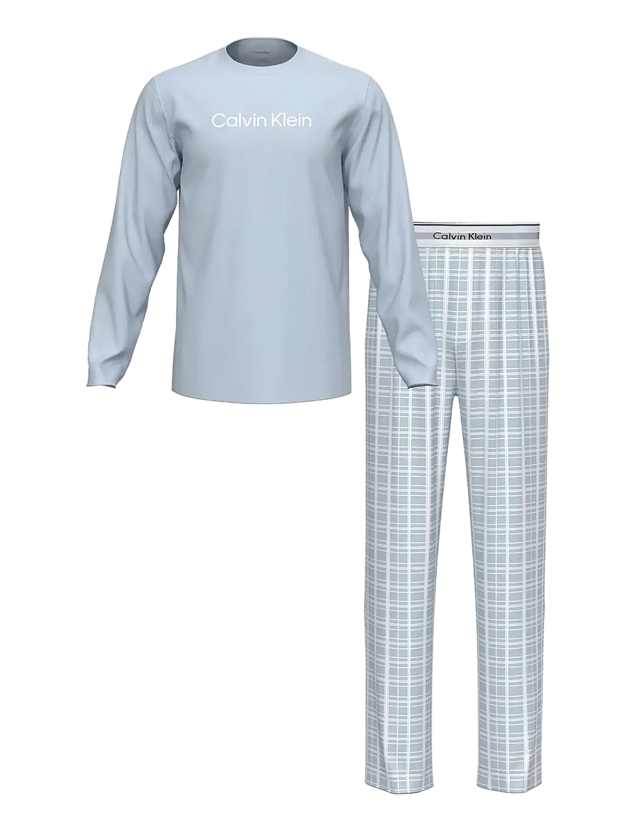 Calvin Klein - LS TEE PANT SET - pyjamasets - ballad blue top silo plaid ballad - 1