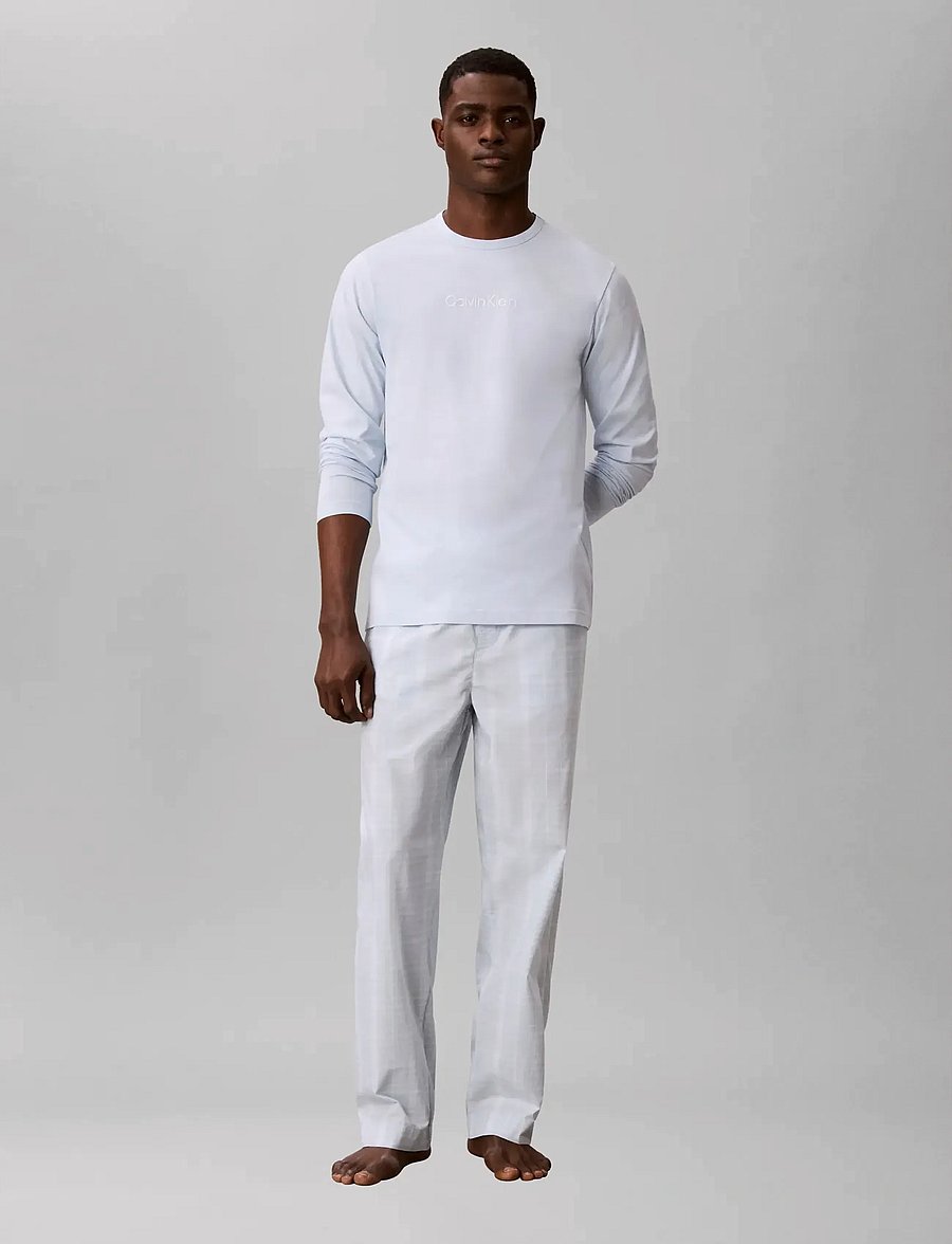 Calvin Klein - LS TEE PANT SET - pyjamasets - ballad blue top silo plaid ballad - 0
