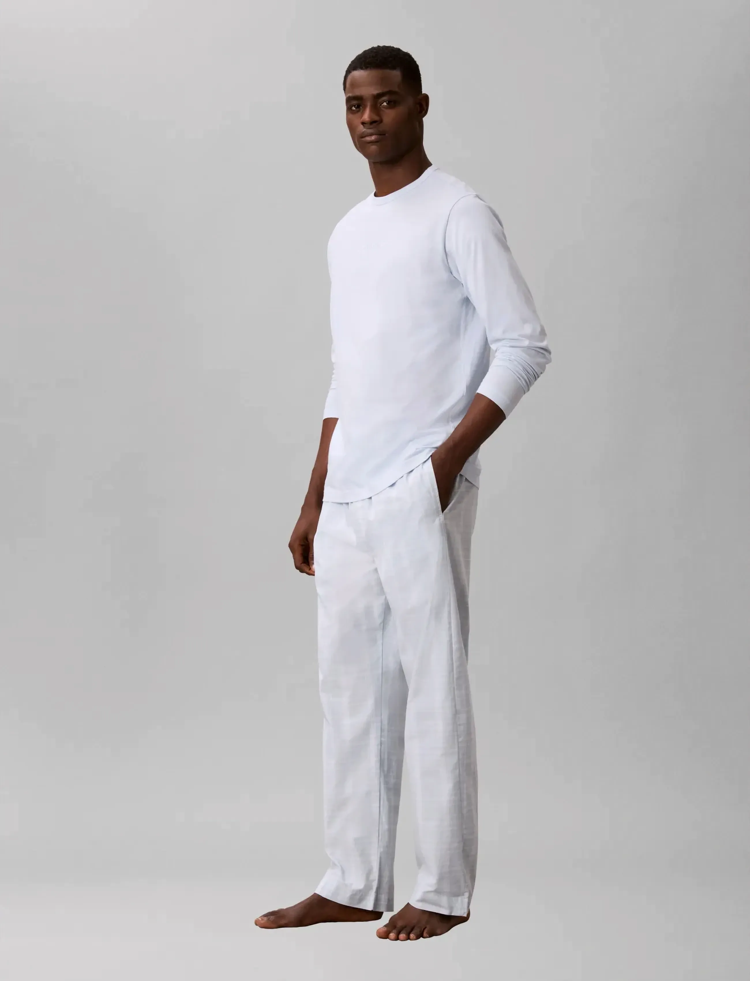 Calvin Klein - LS TEE PANT SET - pidžaamakomplekt - ballad blue top   silo plaid ballad - 3