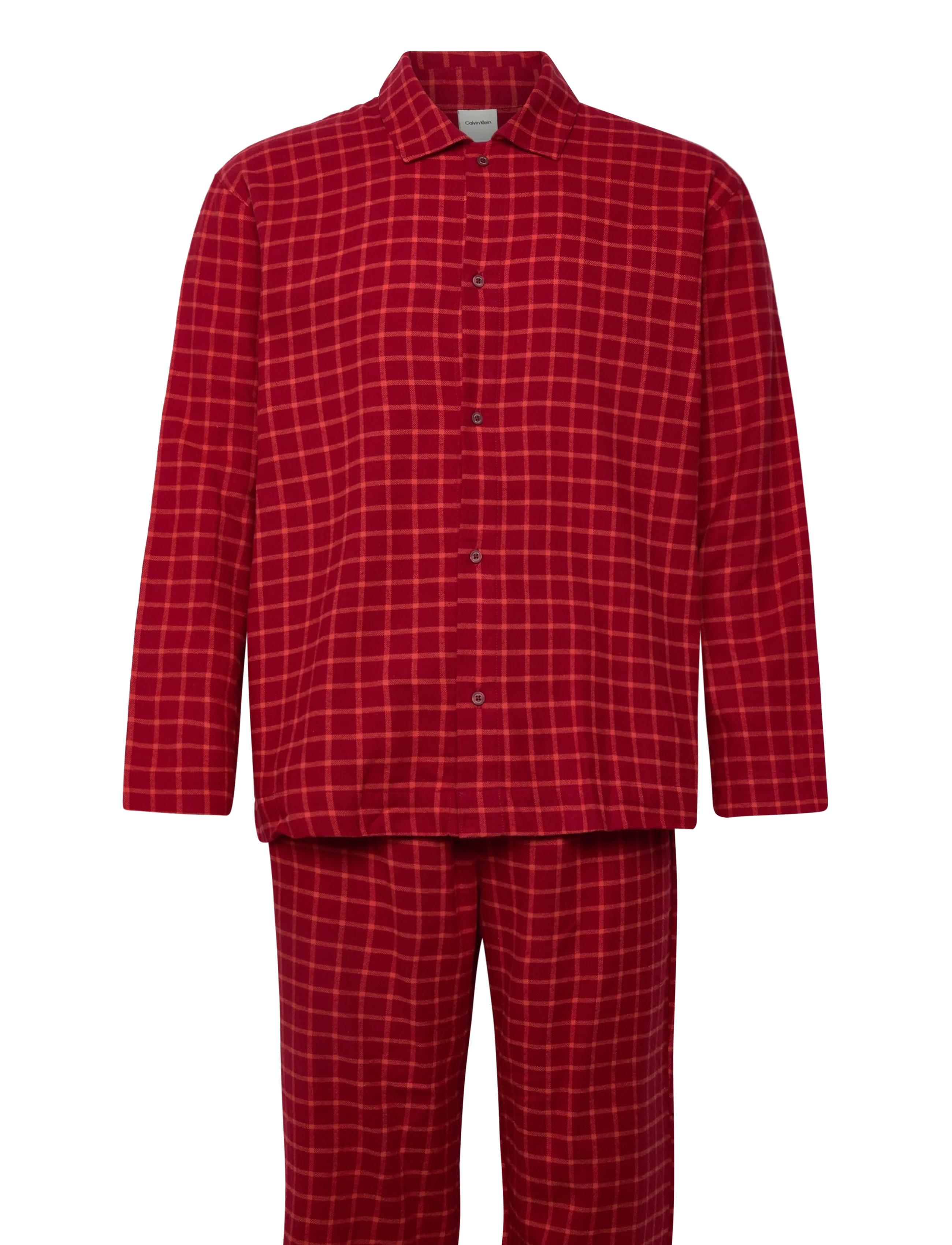 Calvin Klein LS BUTTON DOWN PANT SET - Pyjamas - 19600 GIGA CLUB CHECK+JUNEBERRY/VER / red