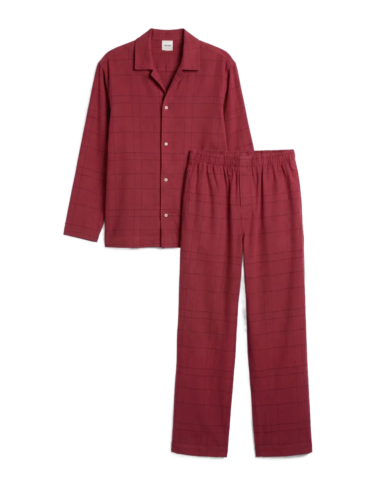 Calvin Klein LS BUTTON DOWN PANT SET - Underwear - 21637 SOPHIE PLAID ESTABLISHED RED / red