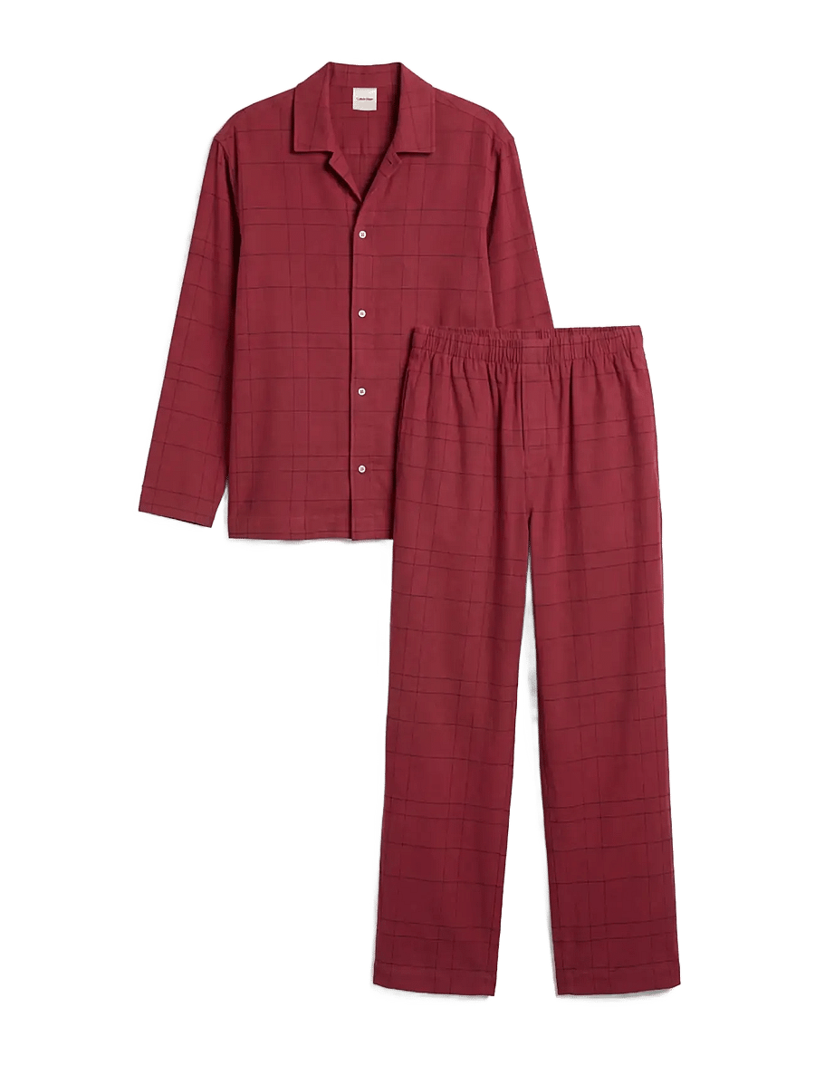 Calvin Klein - LS BUTTON DOWN PANT SET - pyjamasset - 21637 sophie plaid established red - 1
