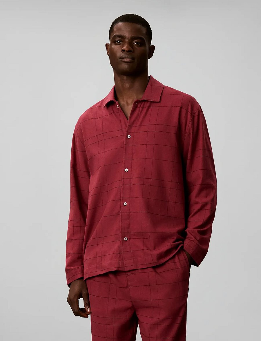 Calvin Klein - LS BUTTON DOWN PANT SET - pyjamasset - 21637 sophie plaid established red - 0