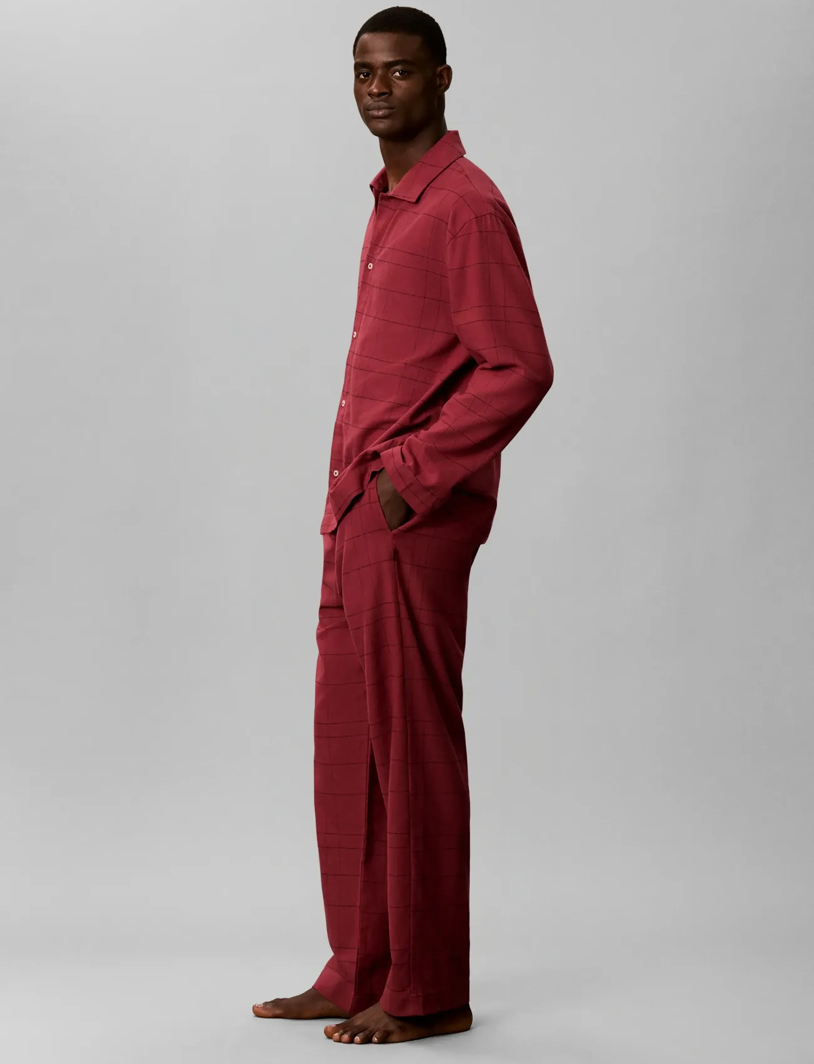 Calvin Klein - LS BUTTON DOWN PANT SET - pyjamasset - 21637 sophie plaid established red - 5