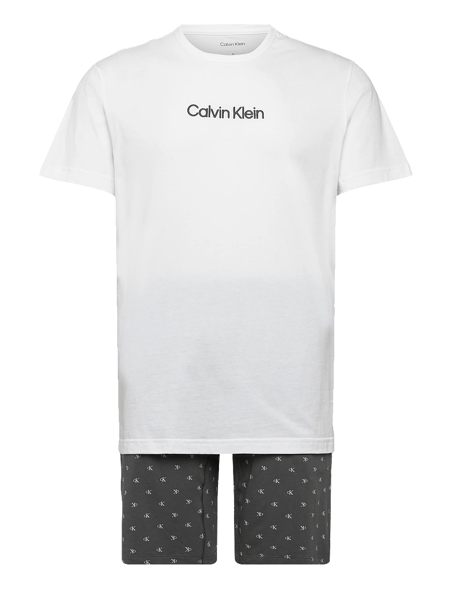 Calvin Klein - SS TEE AND SHORT SET - pidžaamakomplektid - classic white top w/ diamond logo+f - 0