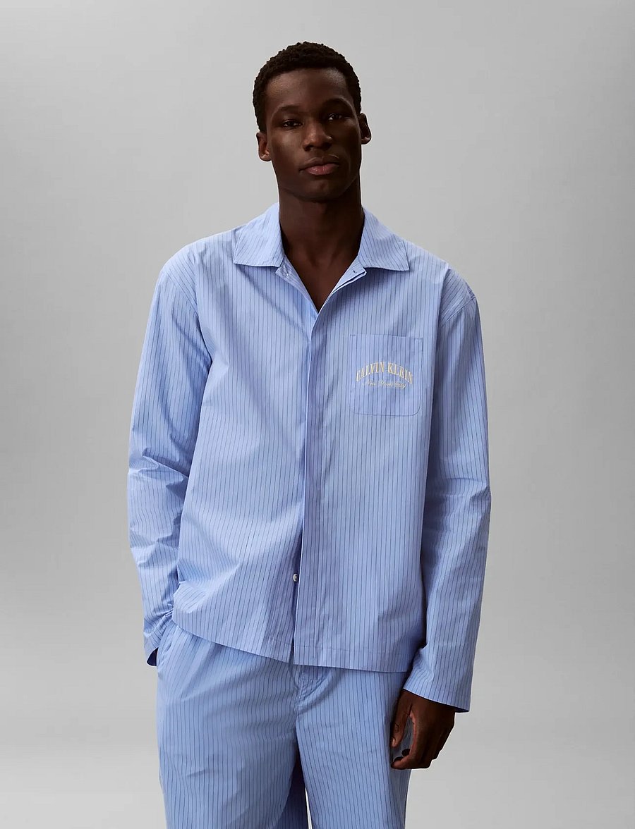 Calvin Klein - HERITAGE CREST L/S SHIRT & PANT - pyjamasets - slim stripe blue descent - 3