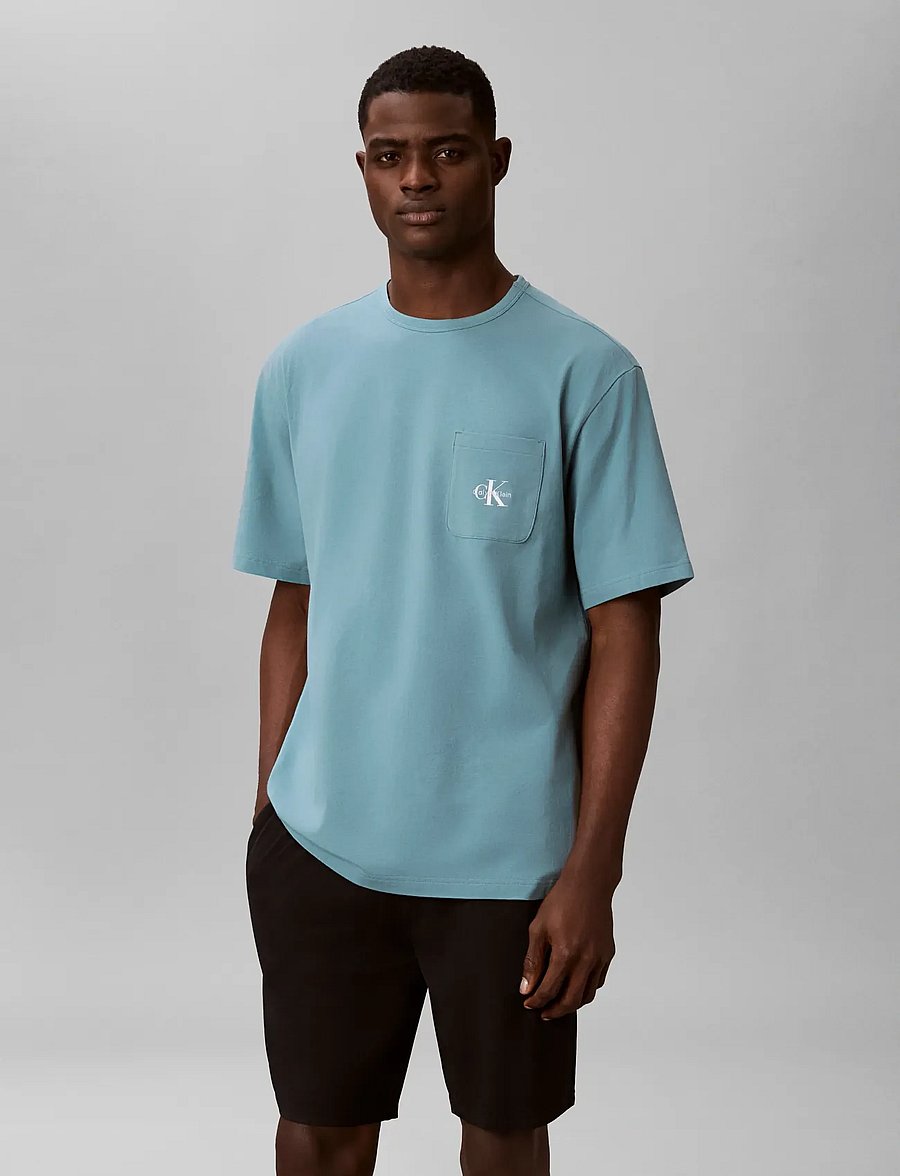 Calvin Klein - MONOGRAM S/S CREW NECK - pyjamasöverdelar - arctic - 0