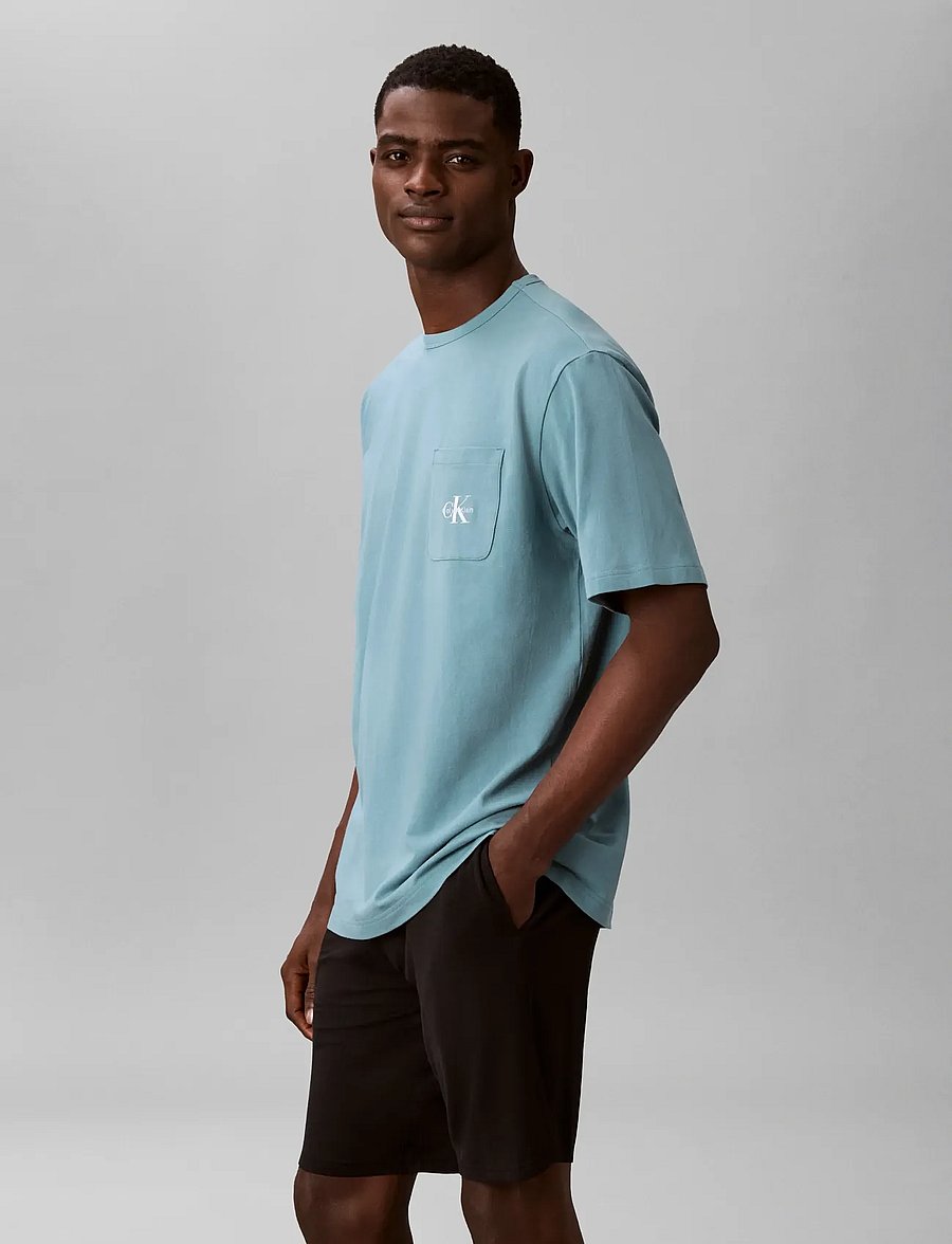 Calvin Klein - MONOGRAM S/S CREW NECK - pyjamasöverdelar - arctic - 4