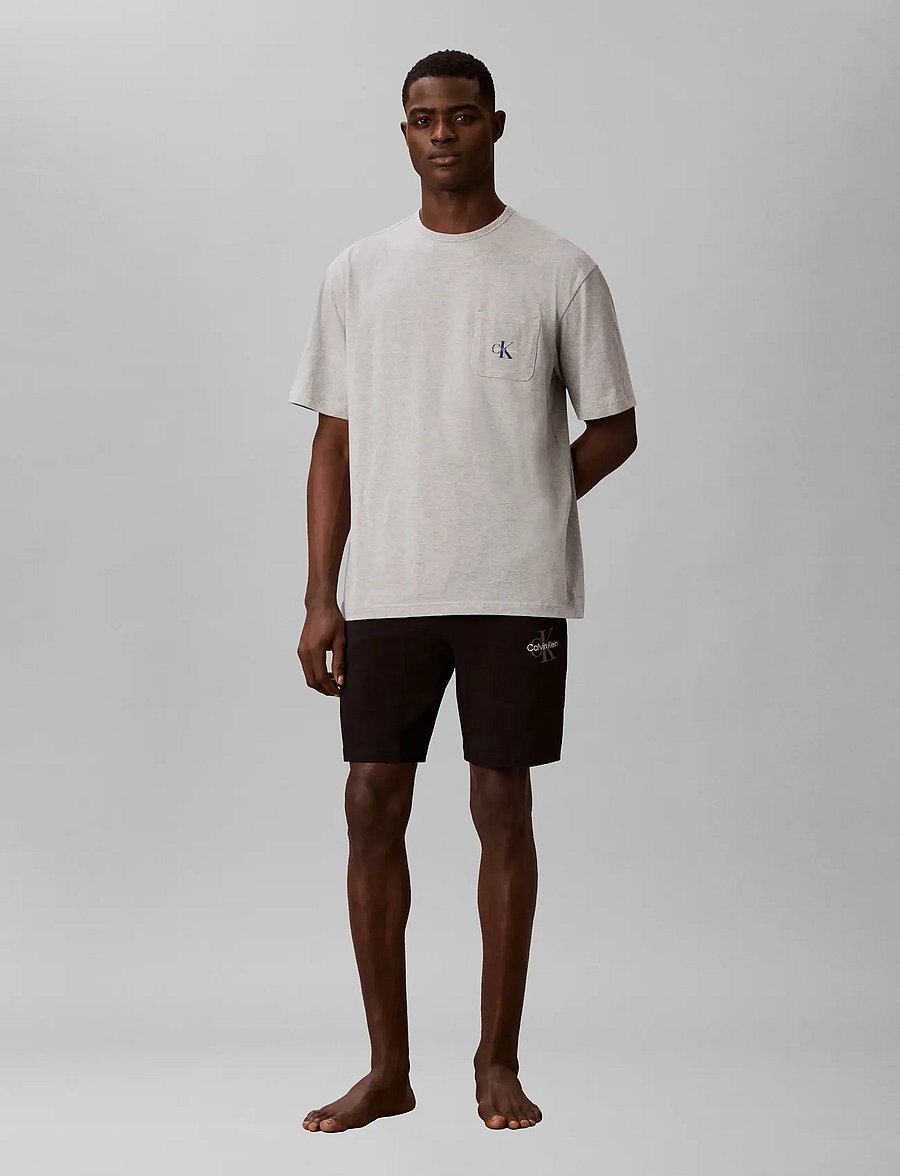 Calvin Klein - MONOGRAM S/S CREW NECK - pyjamapaidat - b10 grey heather - 0