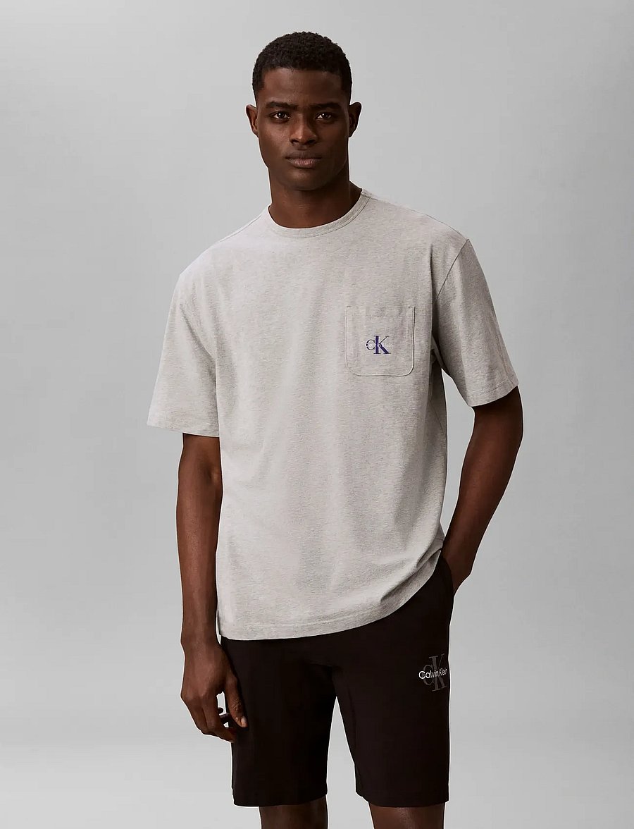 Calvin Klein - MONOGRAM S/S CREW NECK - pyjamapaidat - b10 grey heather - 3