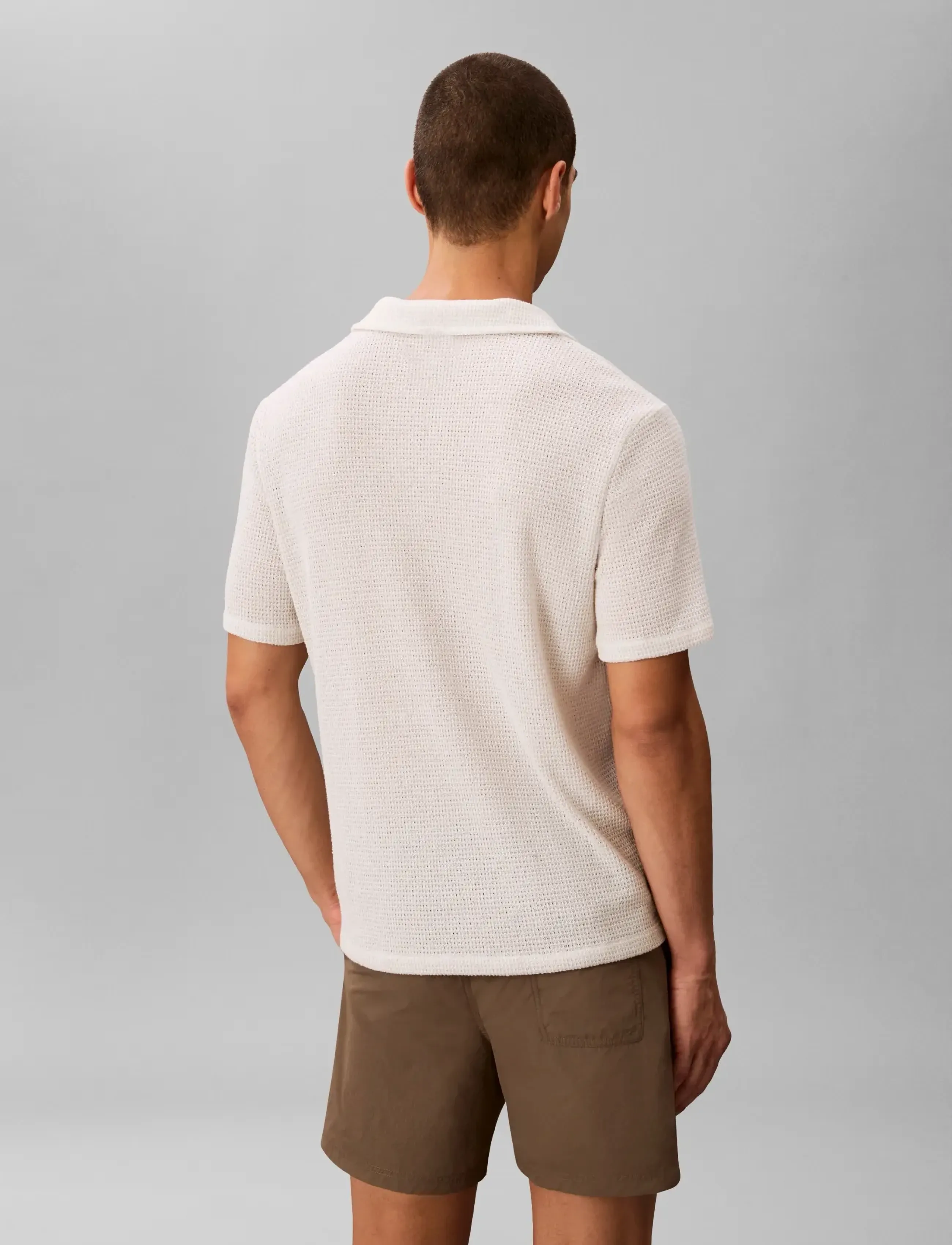 Calvin Klein - KNIT SHIRT - kortærmede poloer - chalk - 2