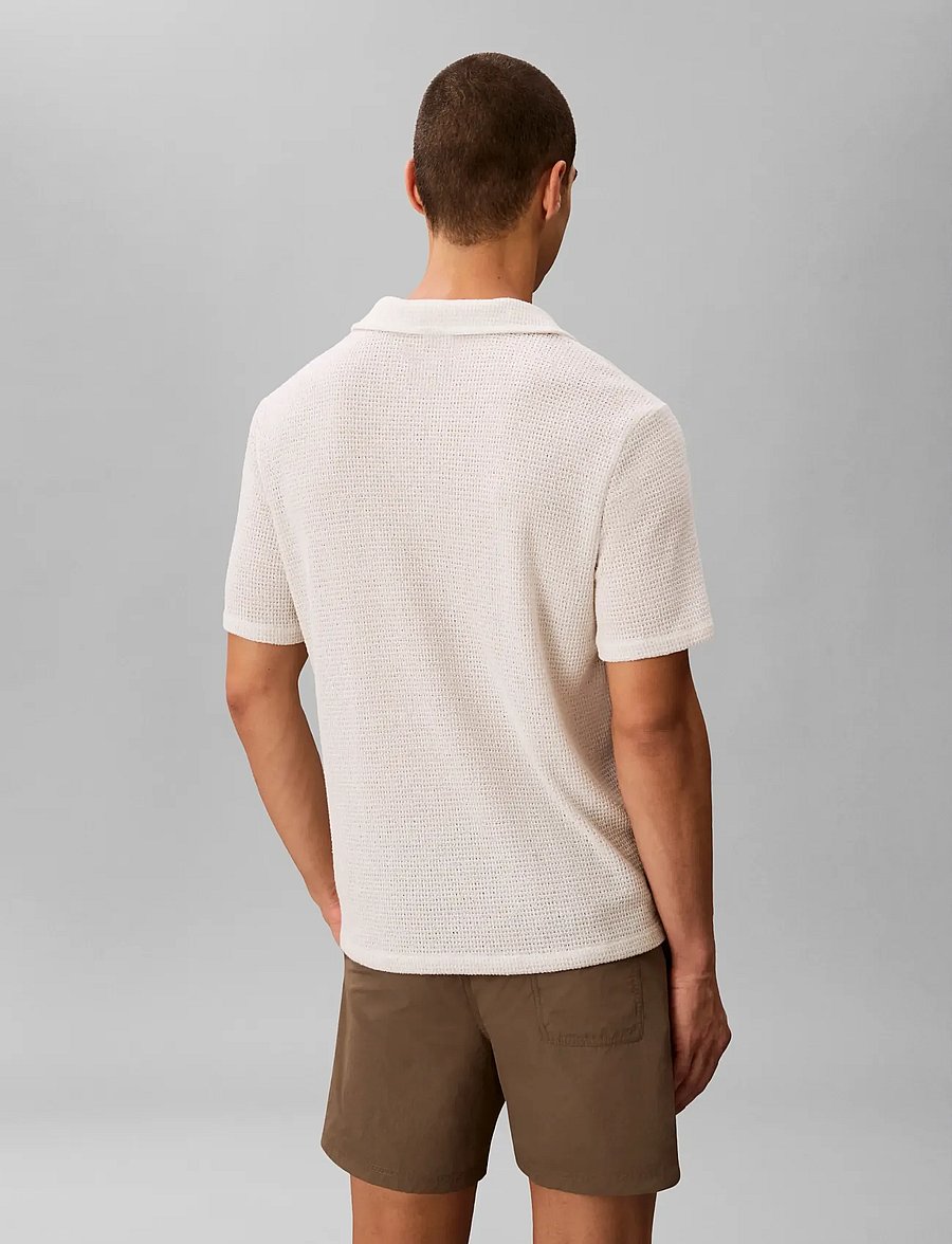Calvin Klein - KNIT SHIRT - kootud polosärgid - chalk - 2