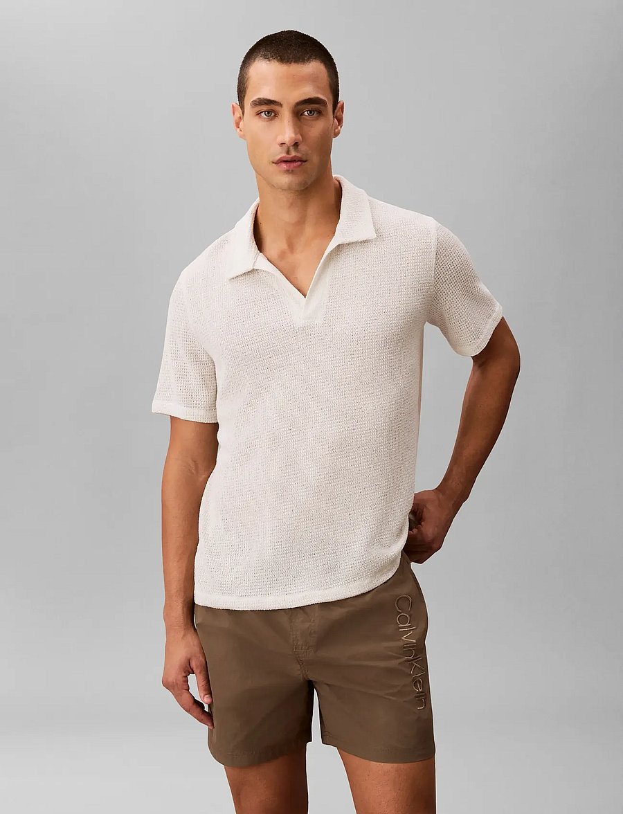 Calvin Klein - KNIT SHIRT - kootud polosärgid - chalk - 3