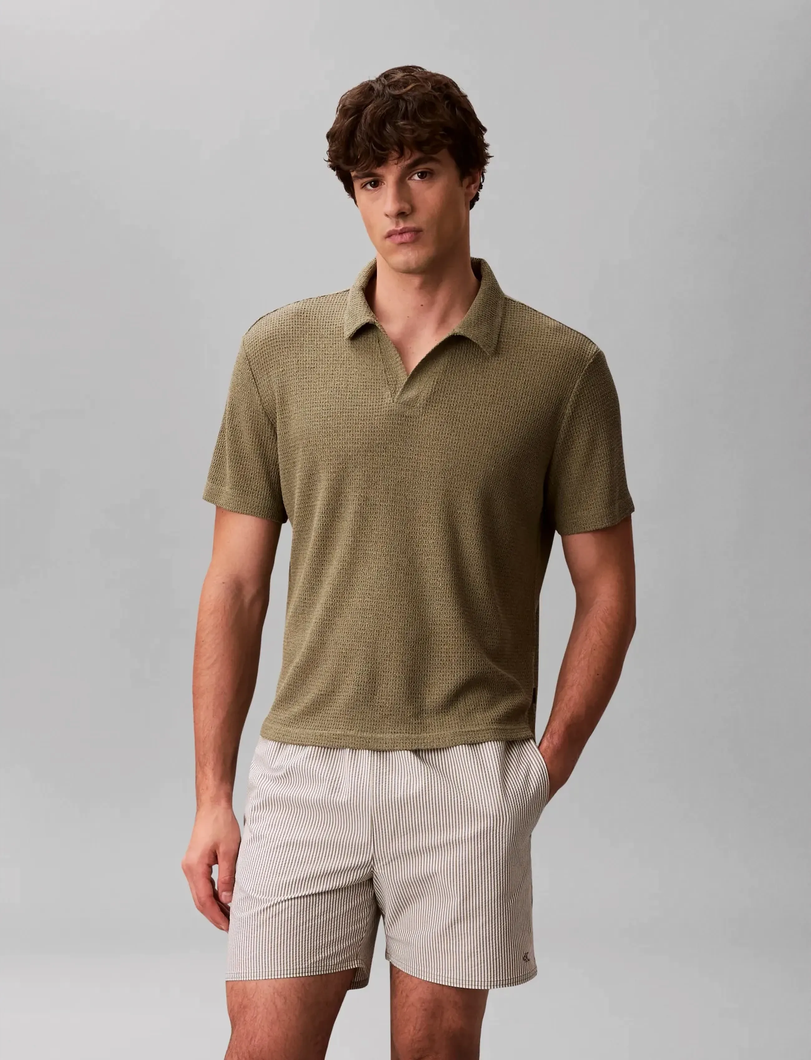 Calvin Klein KNIT SHIRT - Strickmode - DEEP LICHEN GREEN / khaki/green