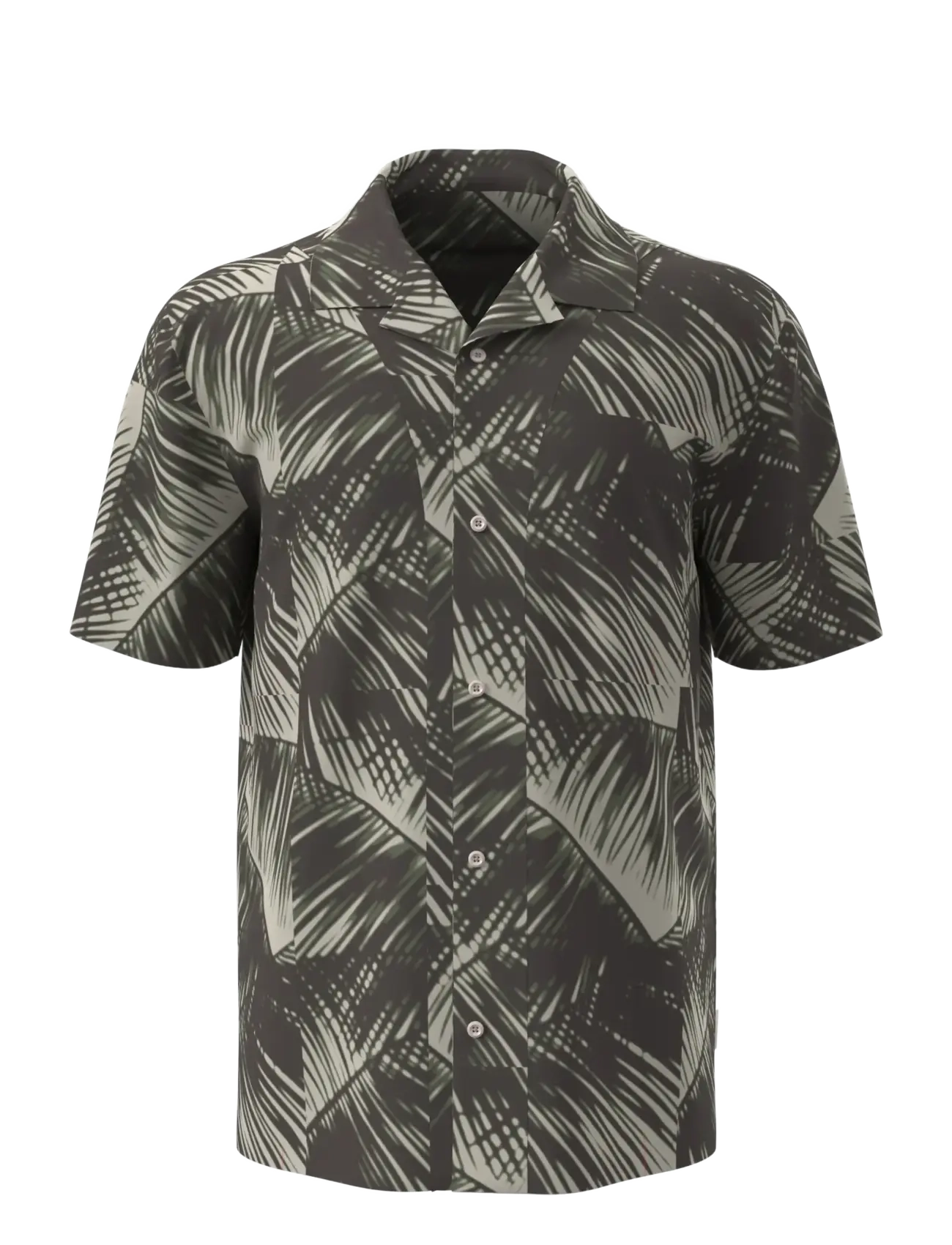 Calvin Klein S/S BUTTON DOWN - Uus - 20251 ADVENTURE PALM+OATMEAL / multi