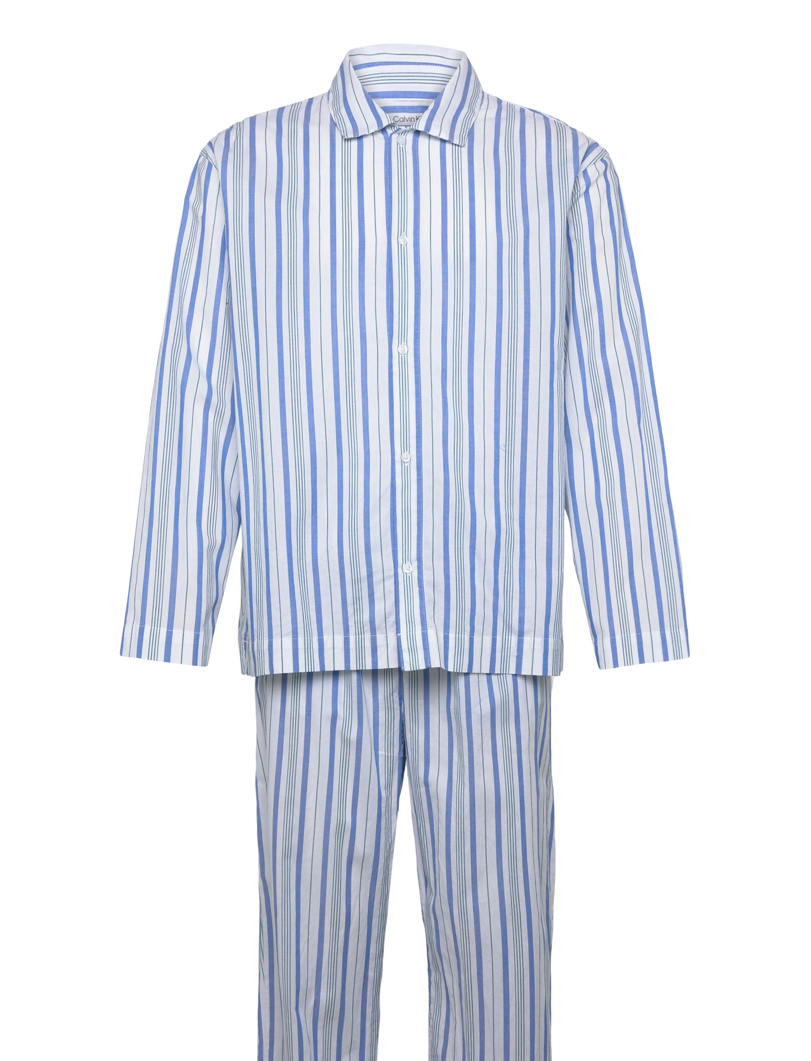 Calvin Klein POPLIN L/S BUTTON DOWN SET - Nattøj - 19513 SWEET STRIPE+WHITE ROYALTY / blue