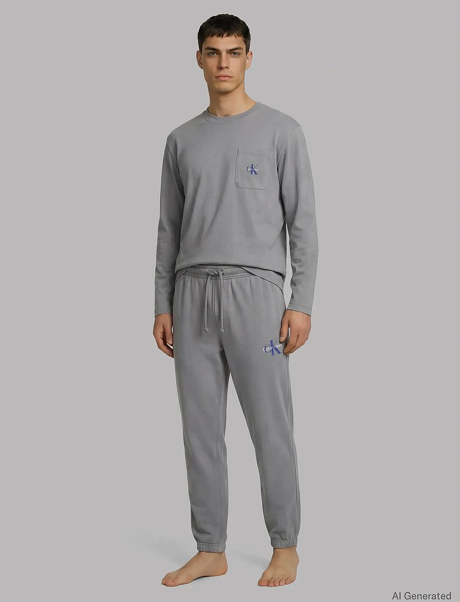 Calvin Klein - MONOGRAM L/S JOGGER SET - trainingsanzug - misty grey - 0
