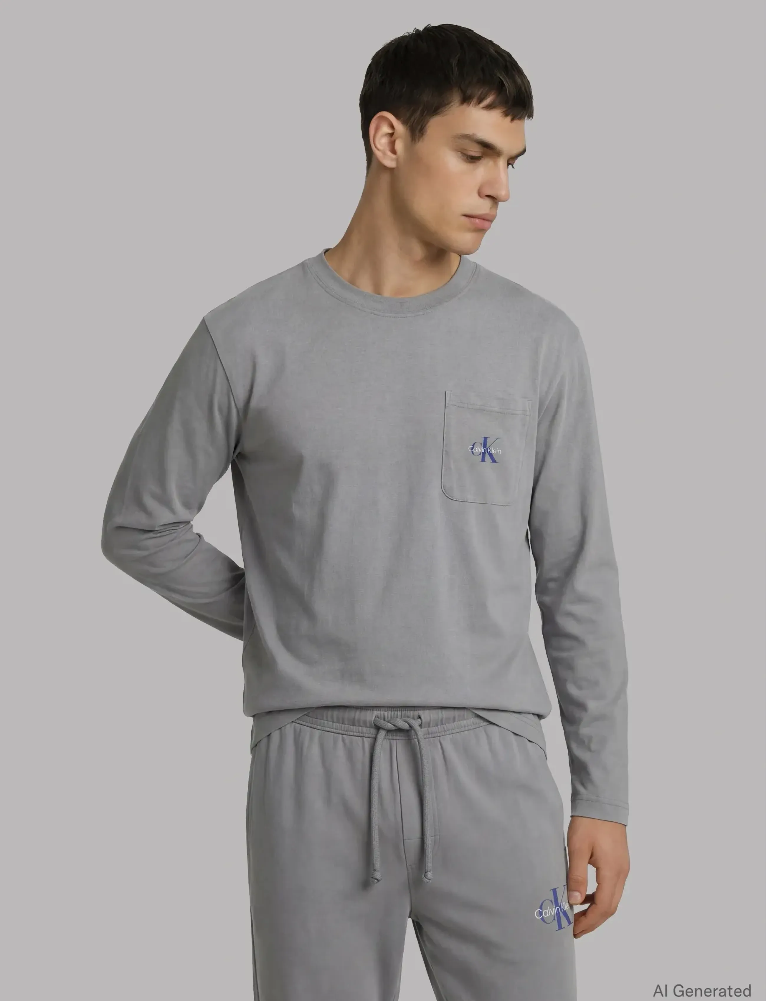Calvin Klein - MONOGRAM L/S JOGGER SET - träningsoveraller - misty grey - 3